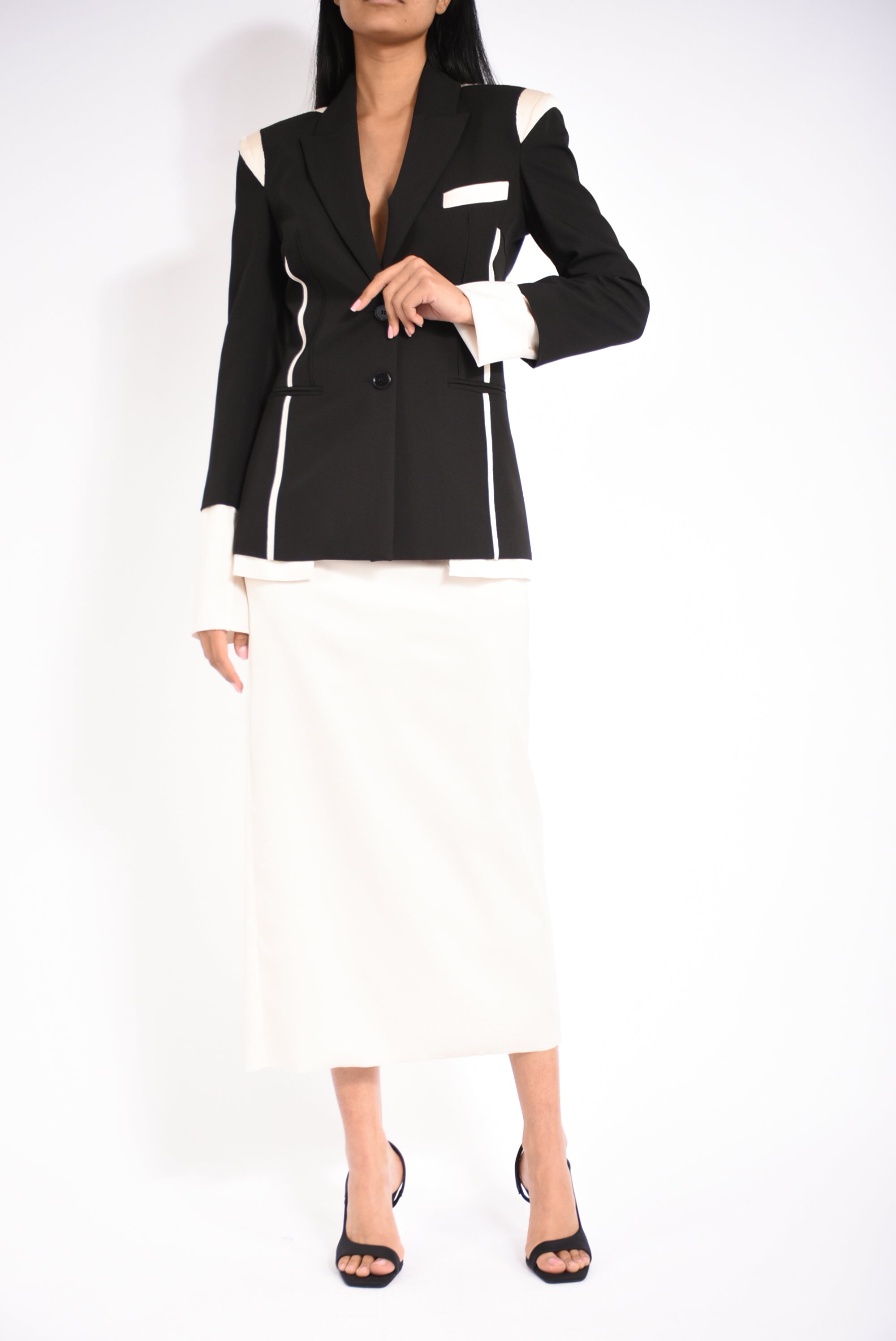 Gonna midi color block in misto viscosa