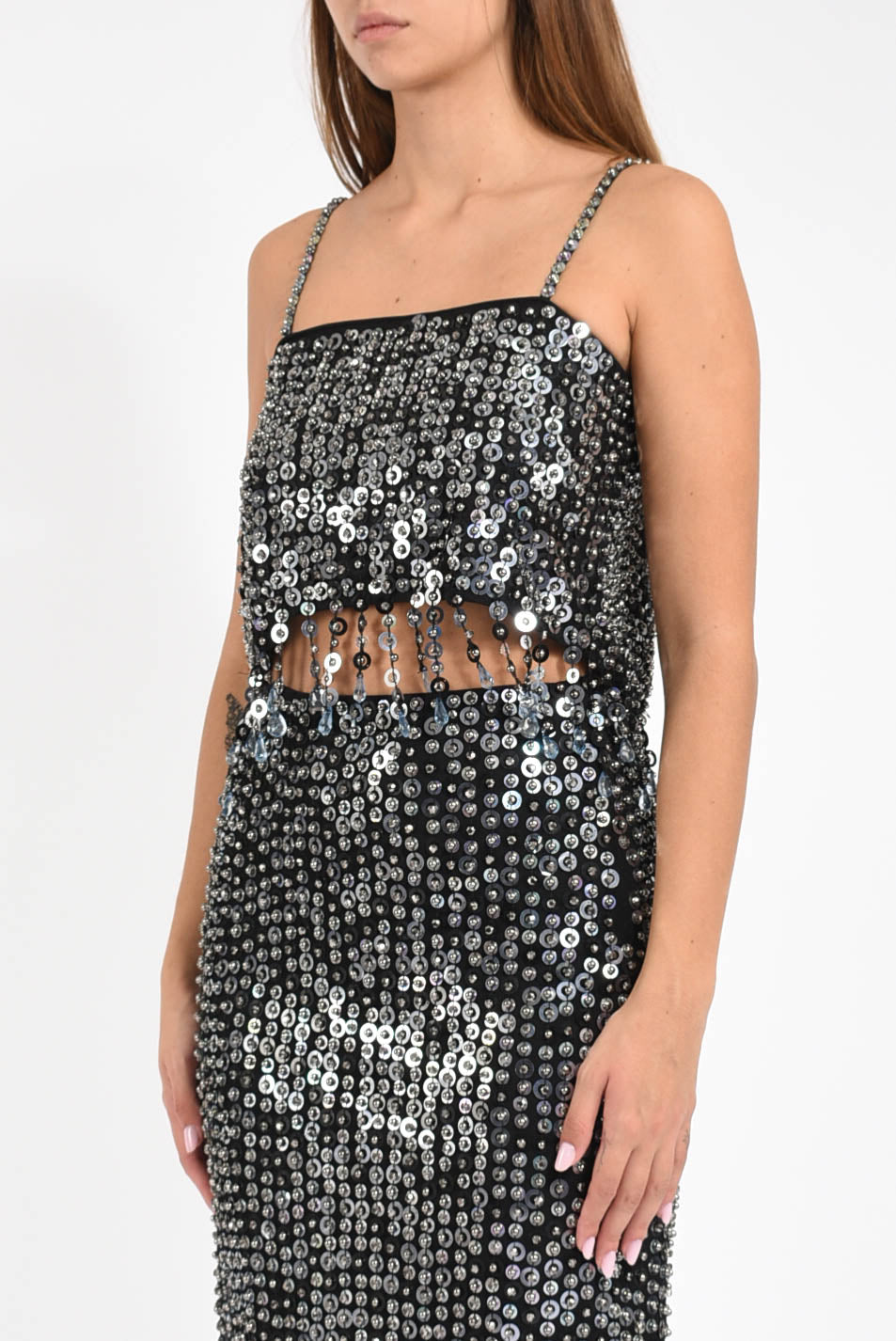 Top con paillettes e cristalli