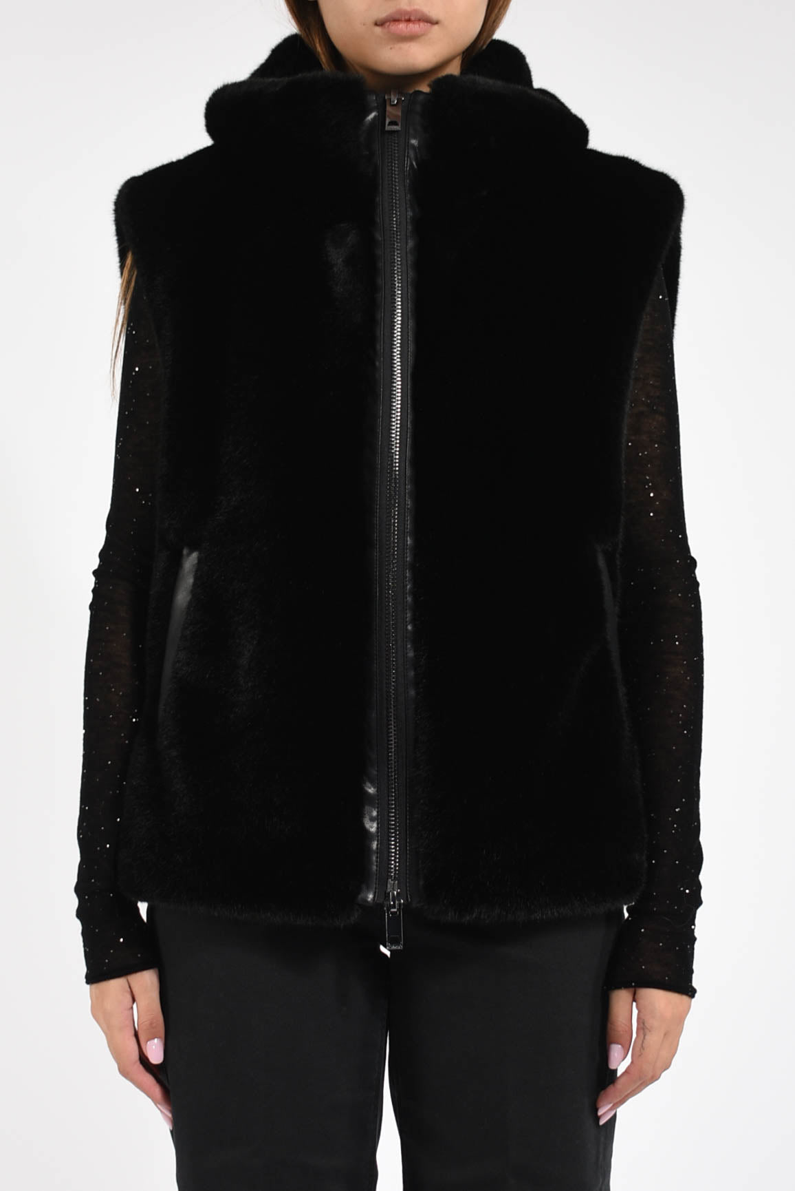 Gilet effetto pelliccia con zip