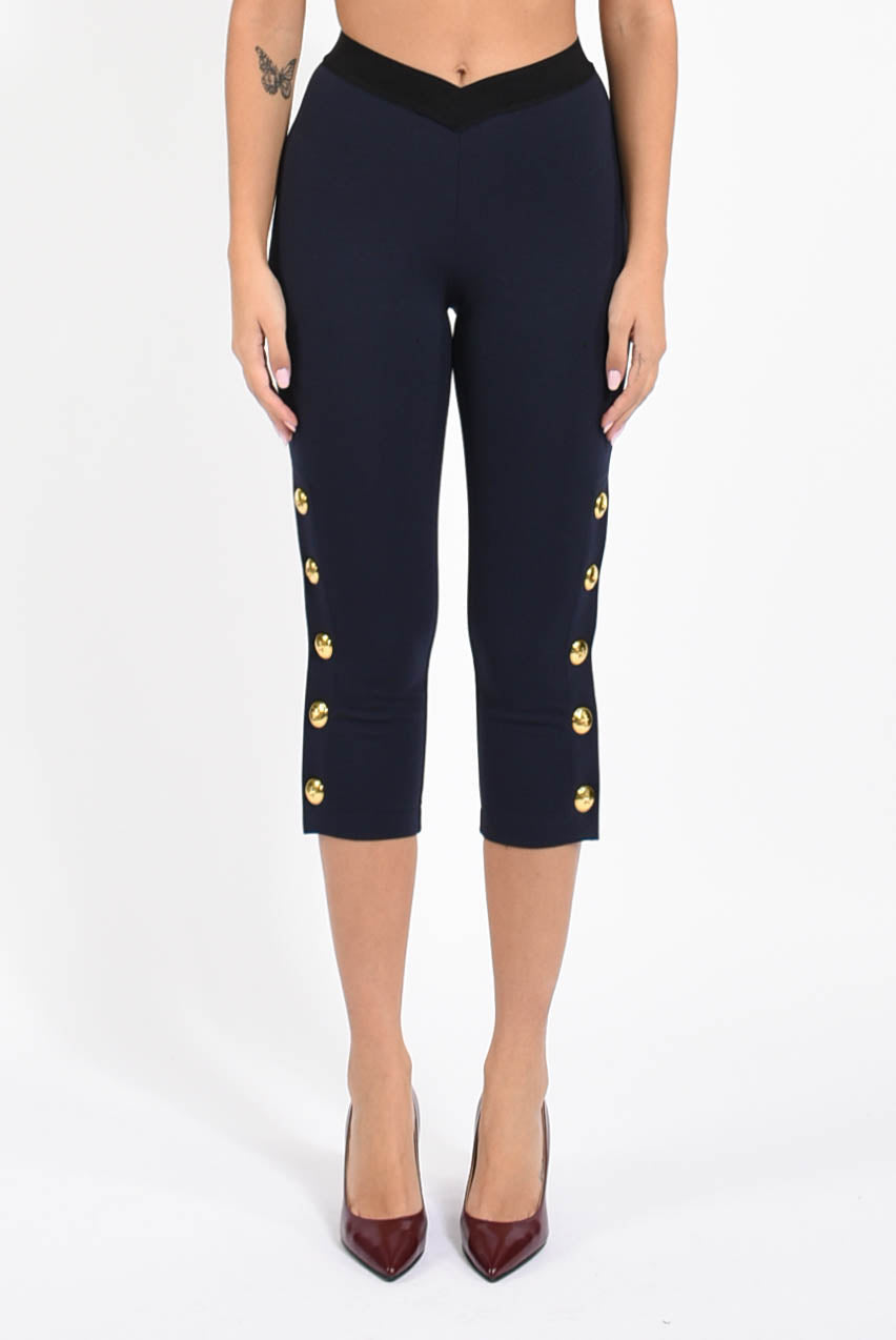leggings con bottoni modello petto