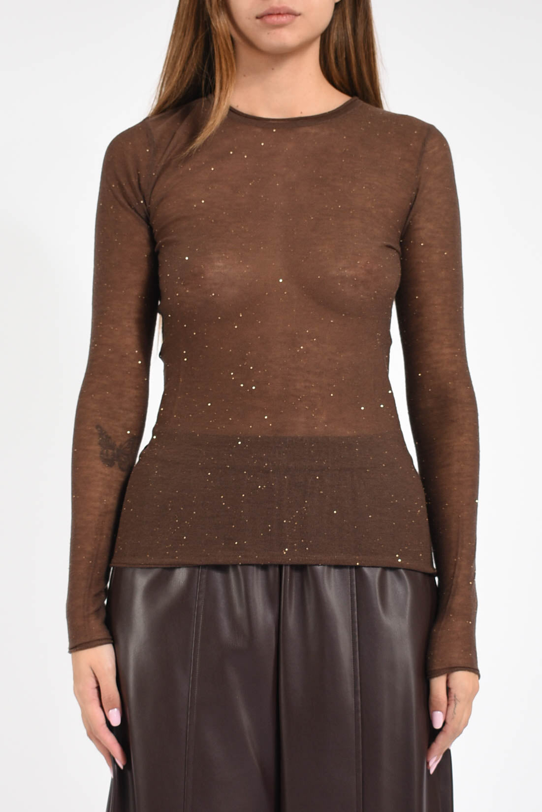 Maglia girocollo con paillettes