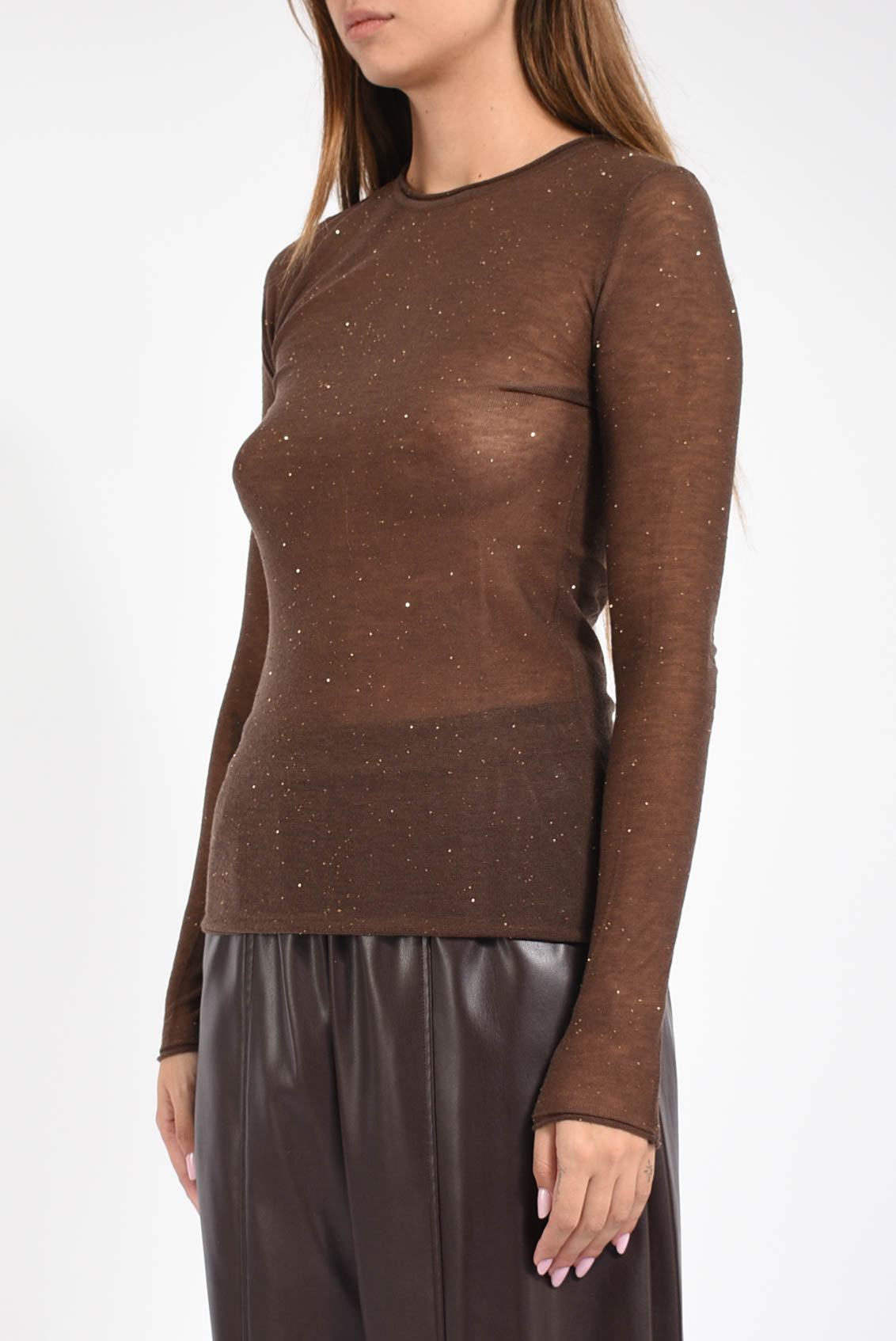 Maglia girocollo con paillettes
