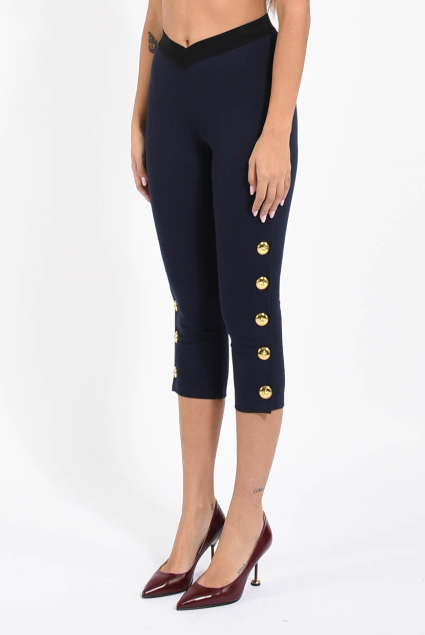 leggings con bottoni modello petto