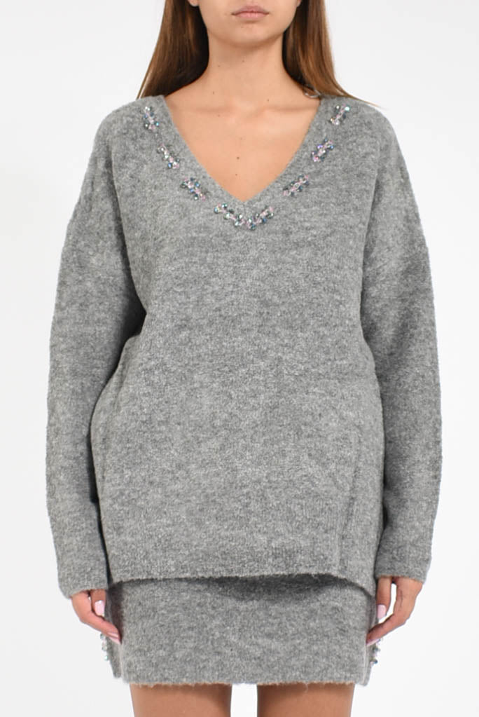 maglia in lana con ricamo gioiello