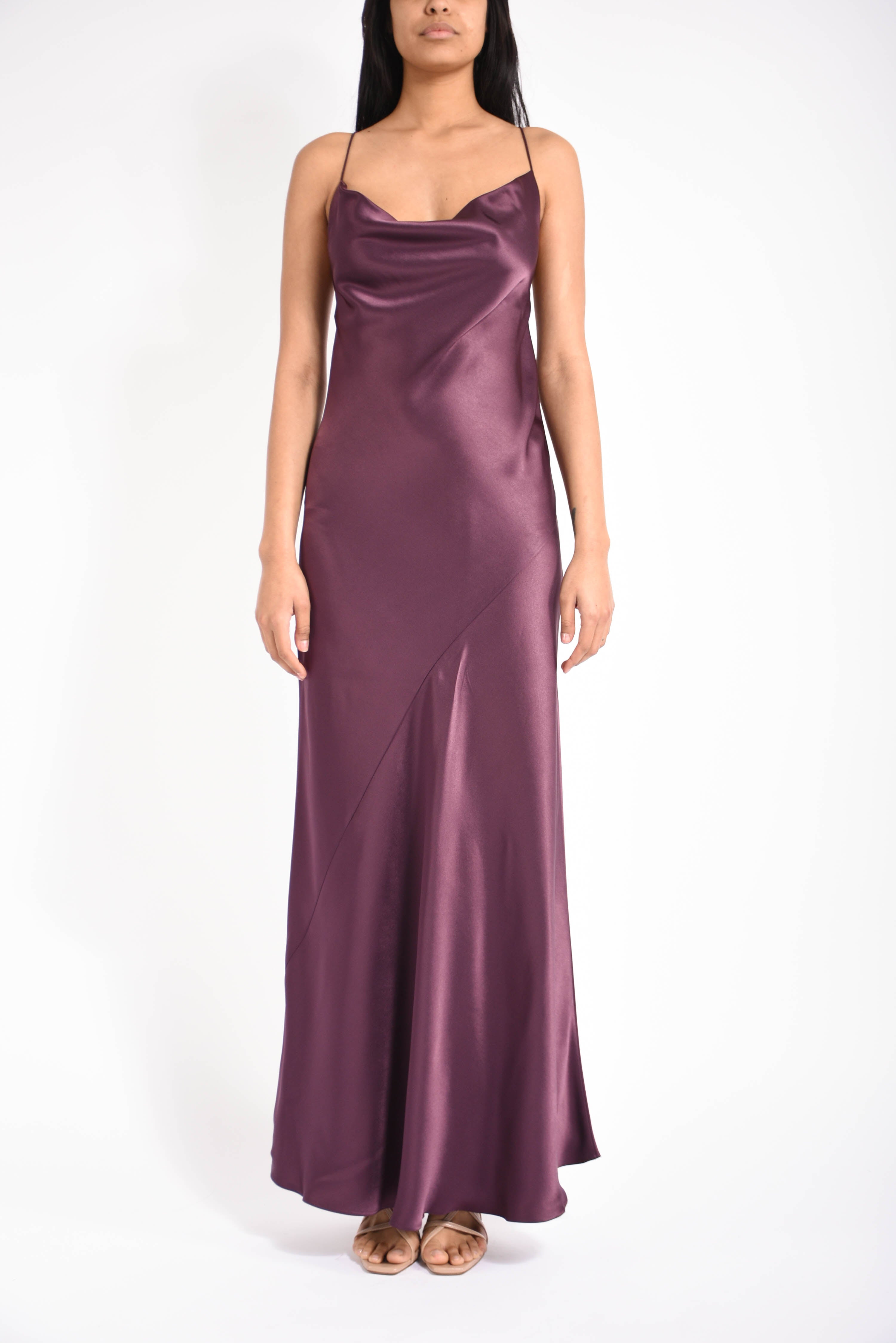 abito lungo in satin farro