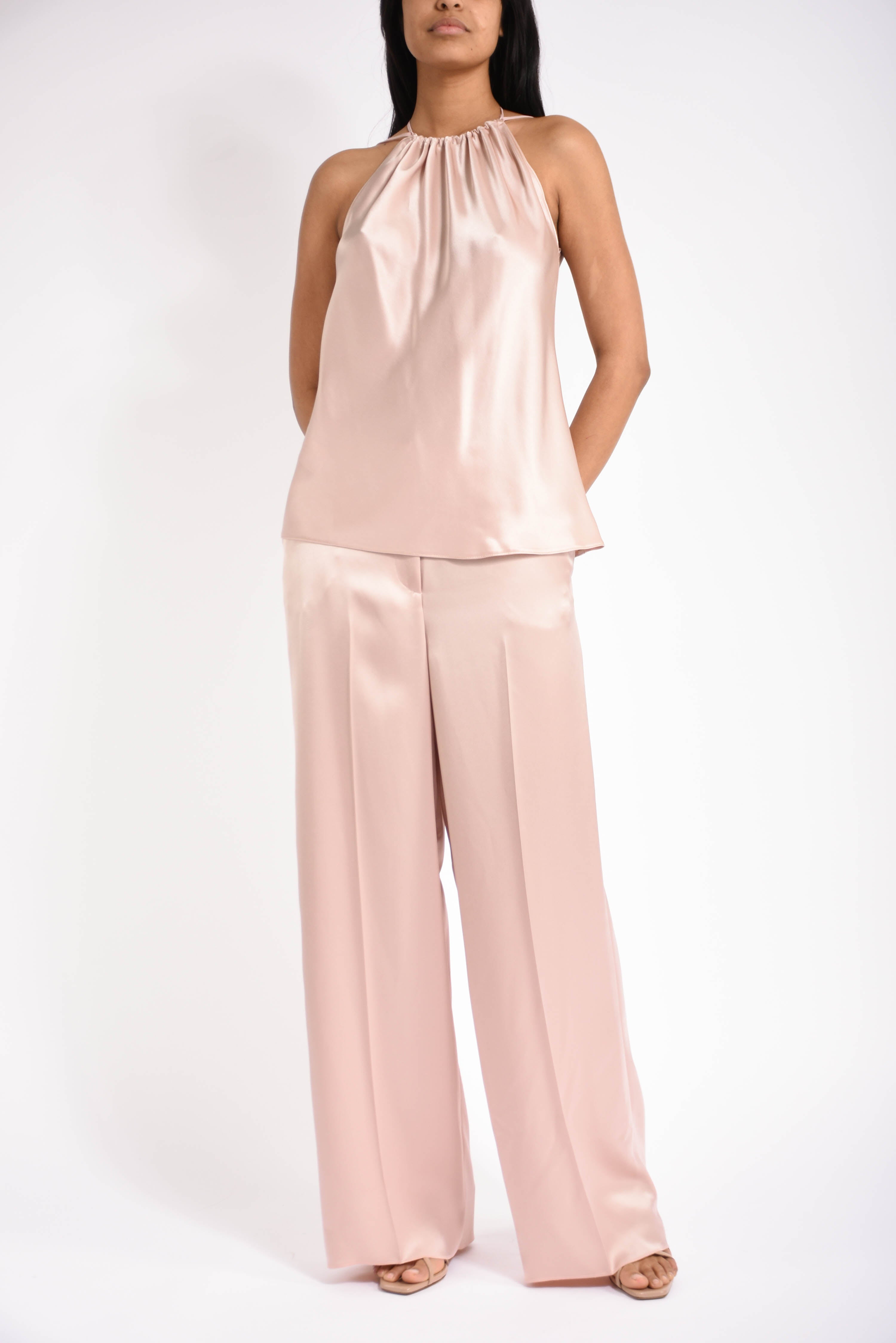 Pantaloni in satin limoncello