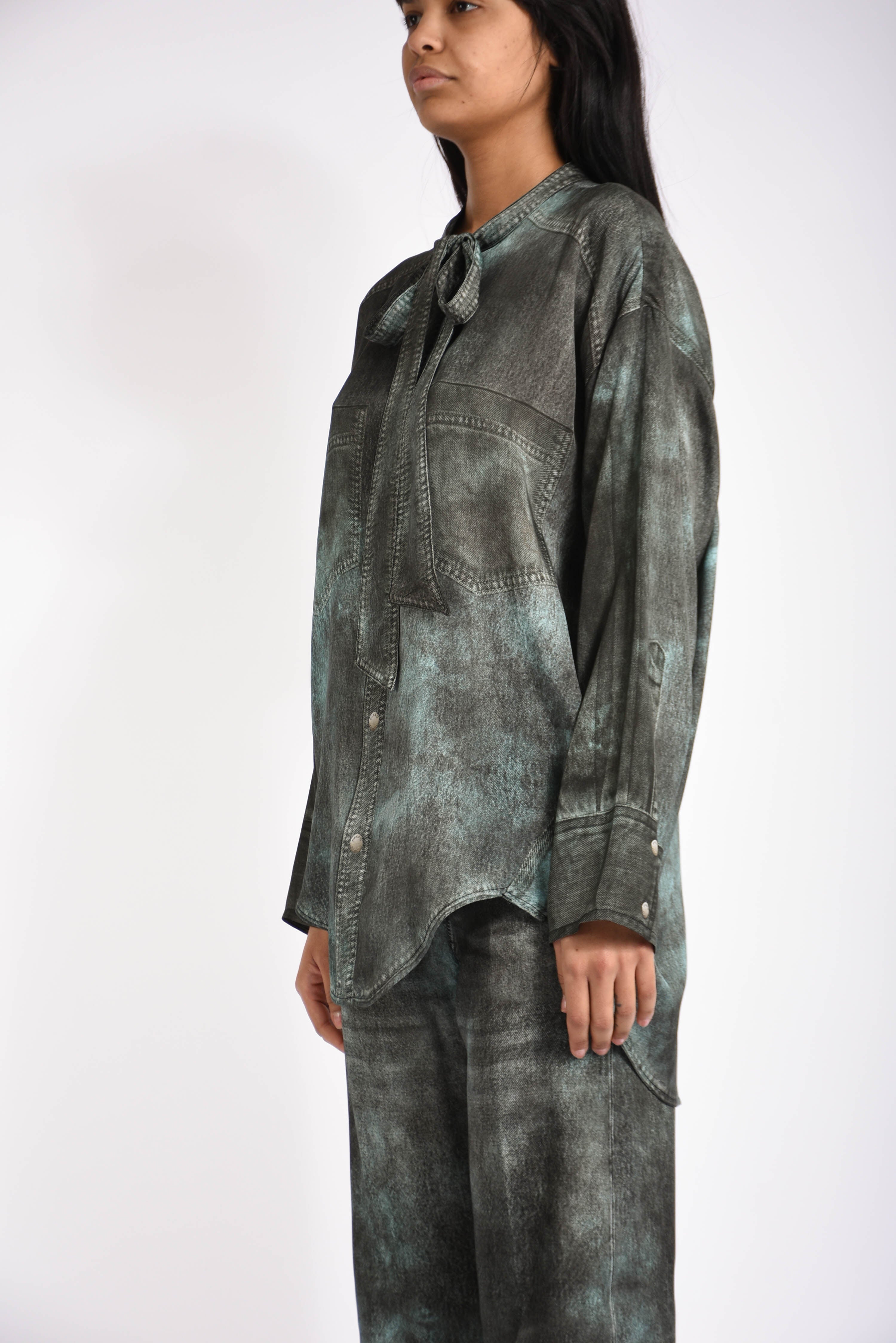 camicia in twill stampata jazz