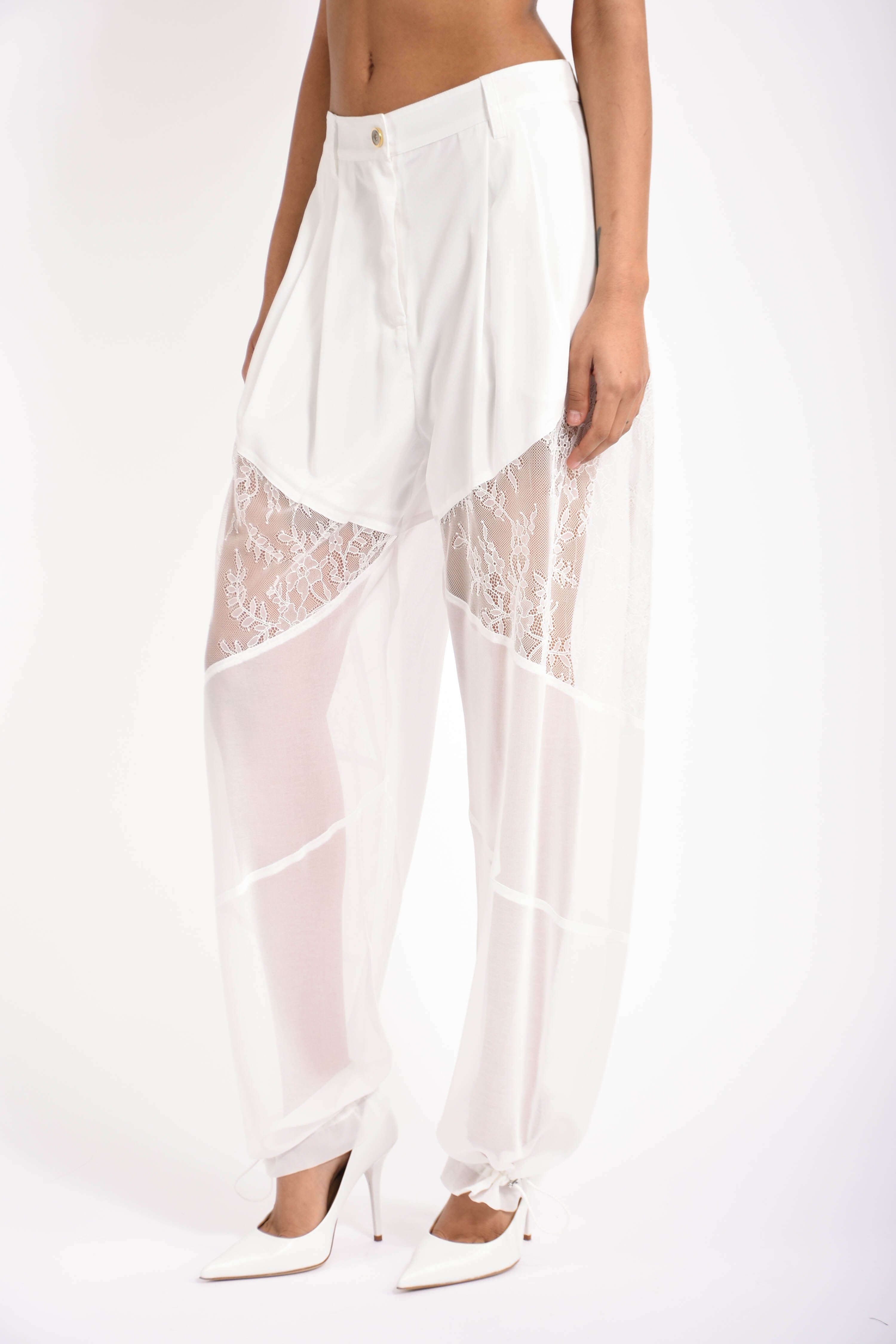 pantaloni con inserti in pizzo nacy