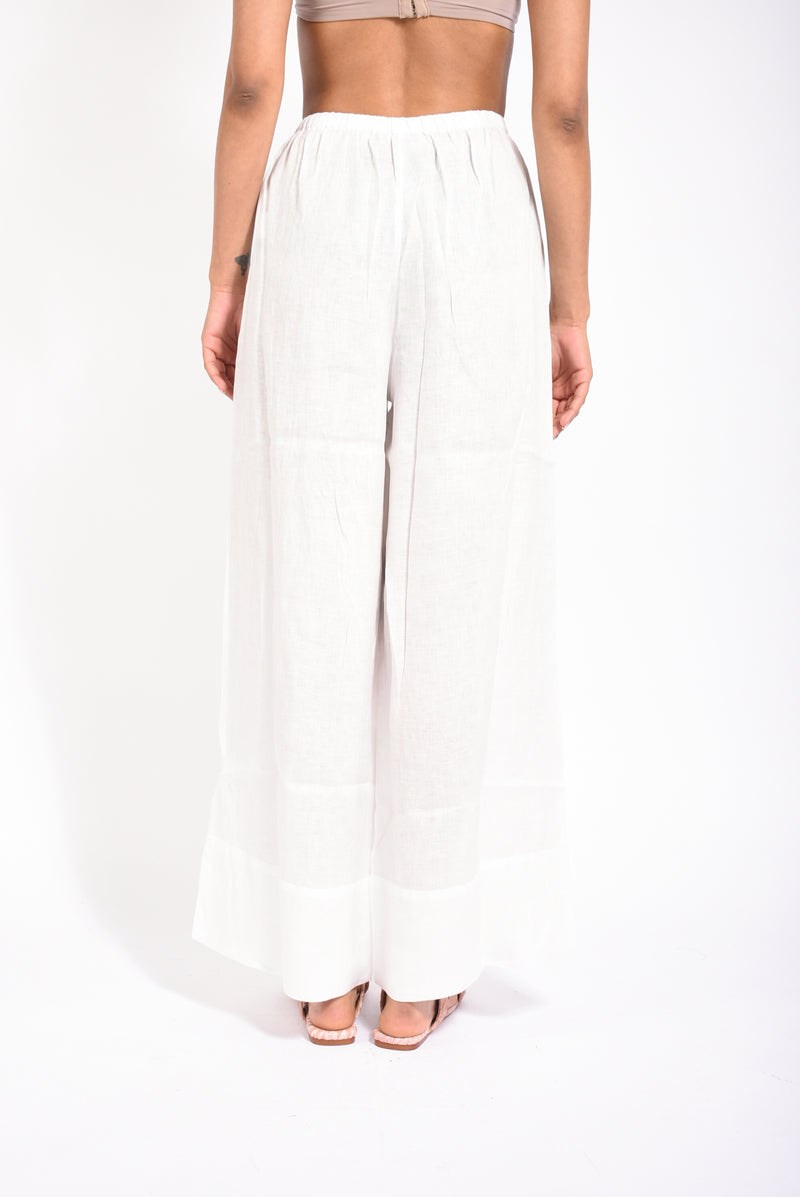 pantaloni ricamato lino