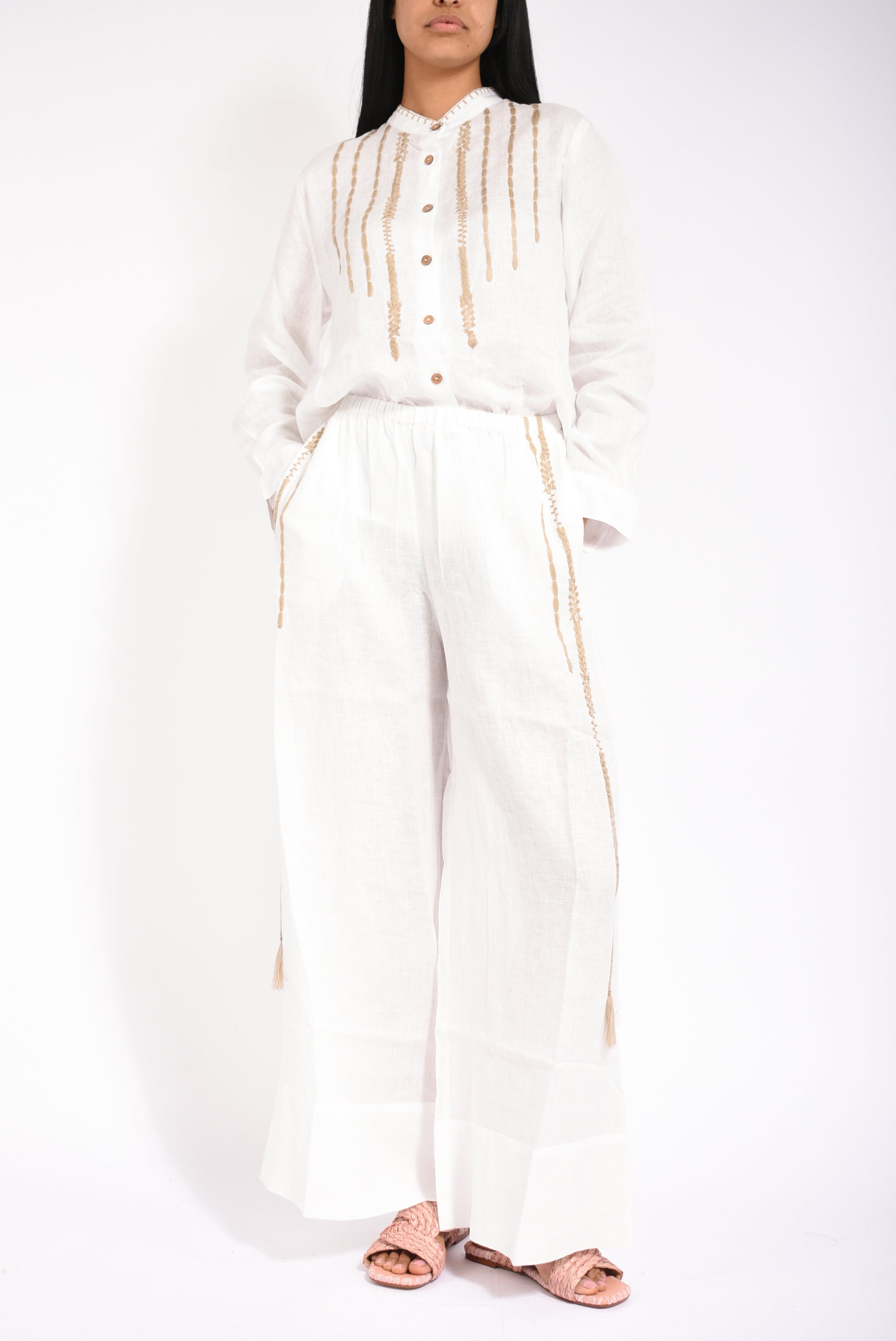 camicia ricamata lino