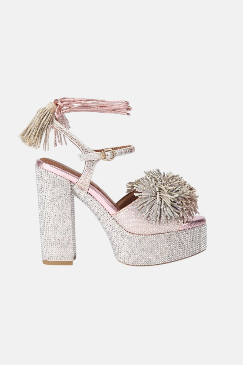 sandali pom pom tie platform