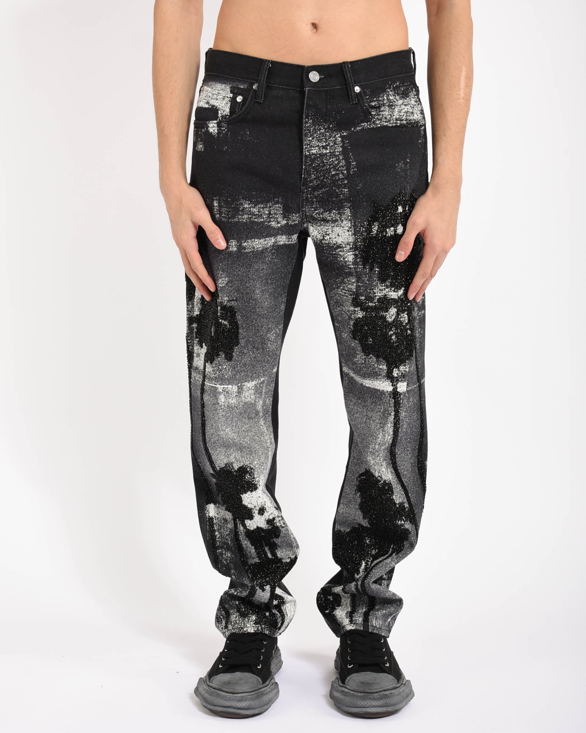 jeans Straight Leg Beaded Palms