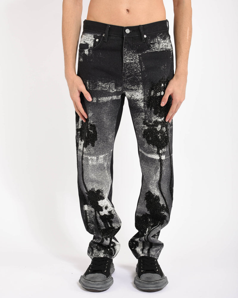 jeans Straight Leg Beaded Palms