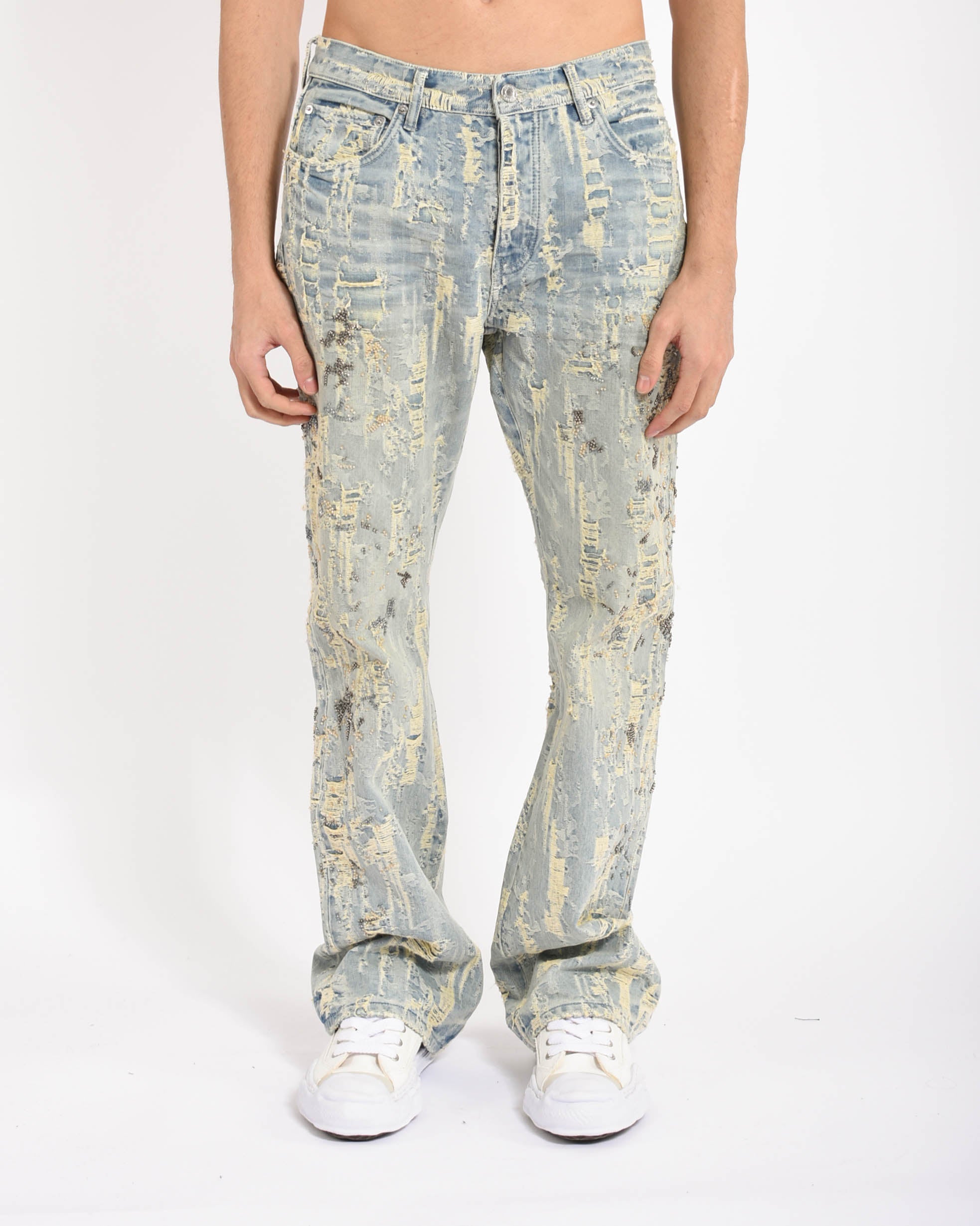 Jeans BootCut Bead Splatter Destroy