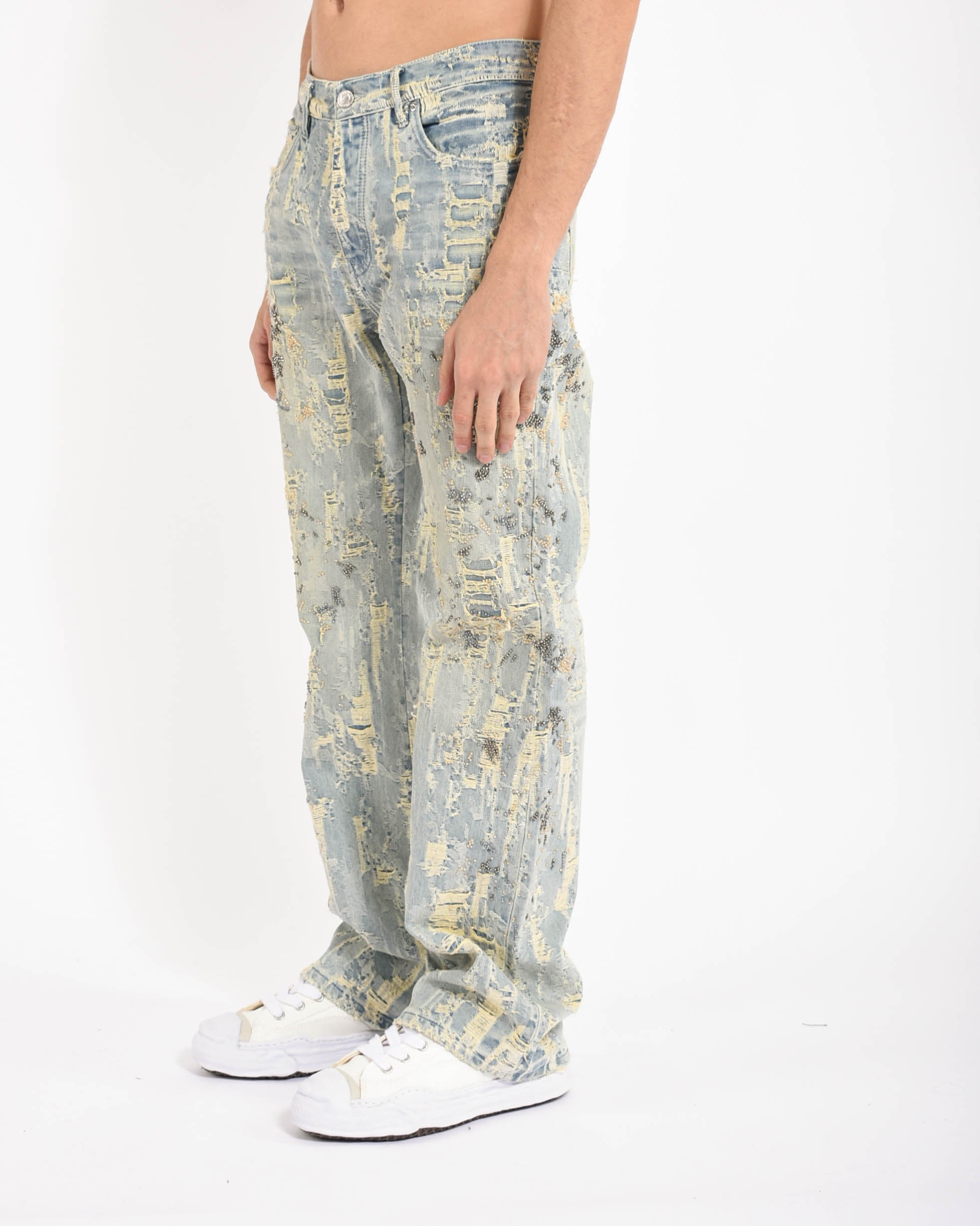 Jeans BootCut Bead Splatter Destroy