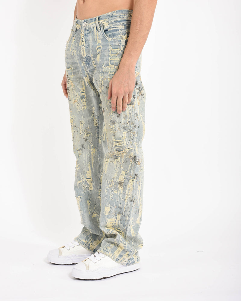 Jeans BootCut Bead Splatter Destroy