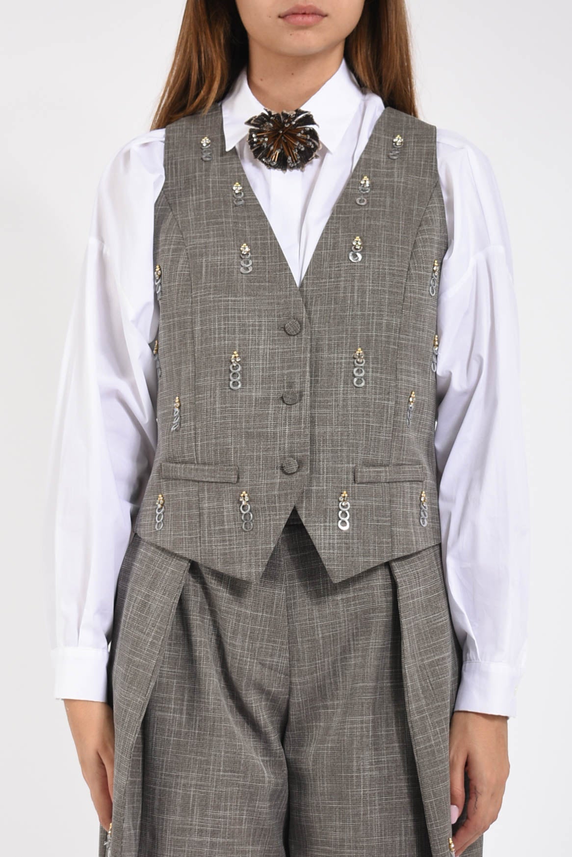 gilet in tela tramata