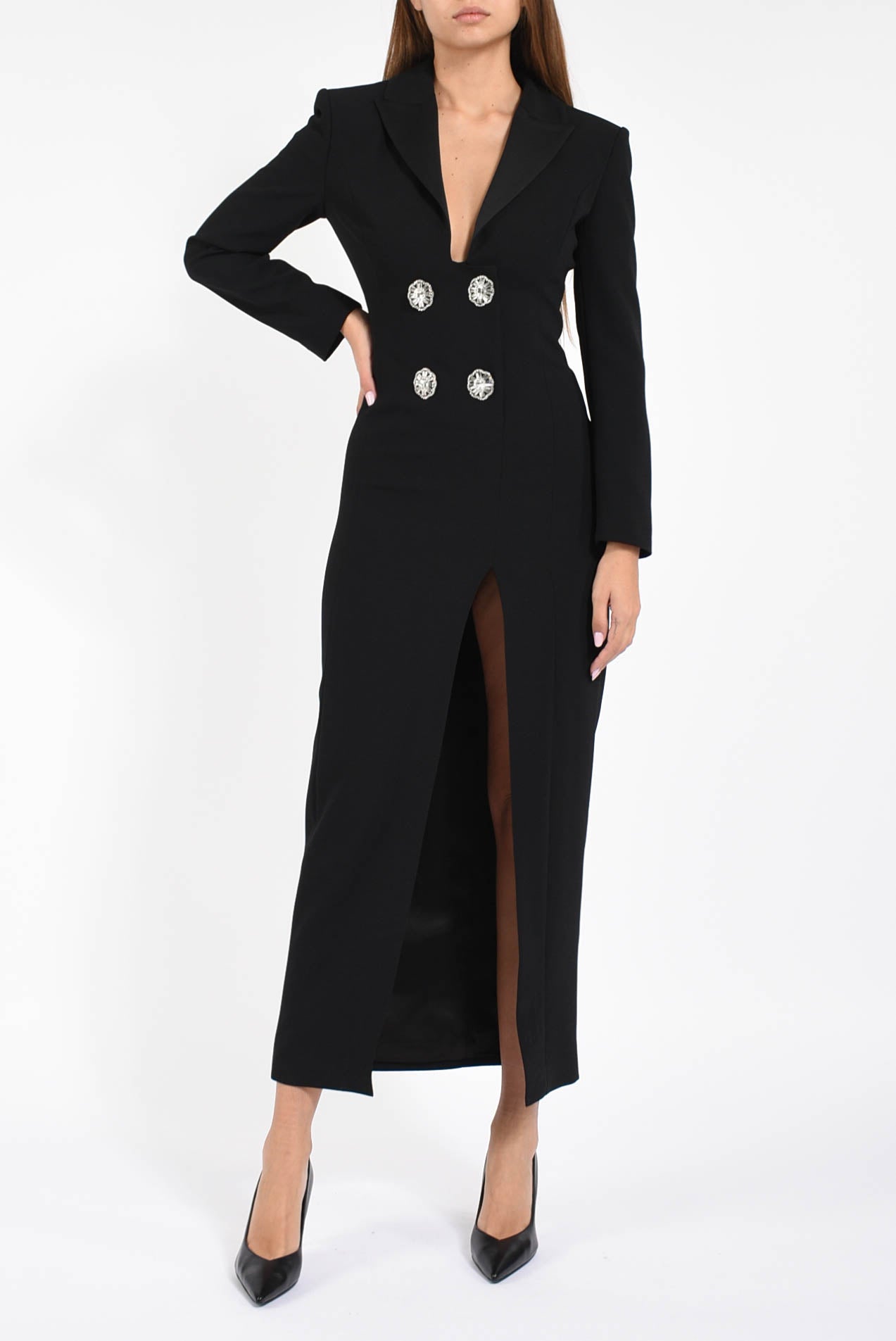 abito lungo in enver satin