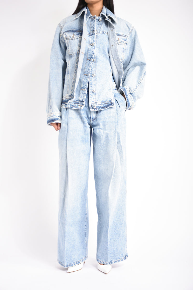 Giacca due pezzi in denim cloro