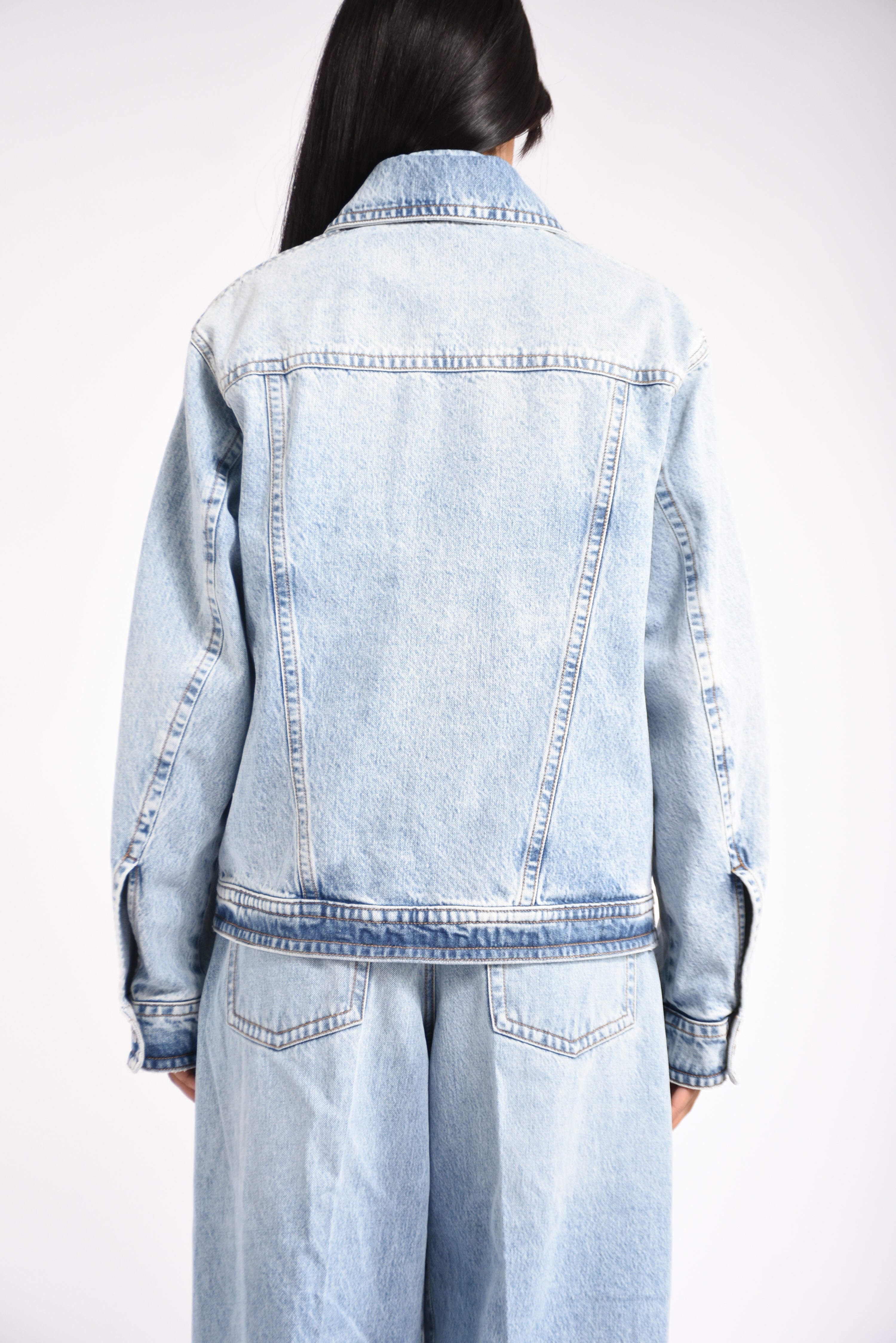 Giacca due pezzi in denim cloro