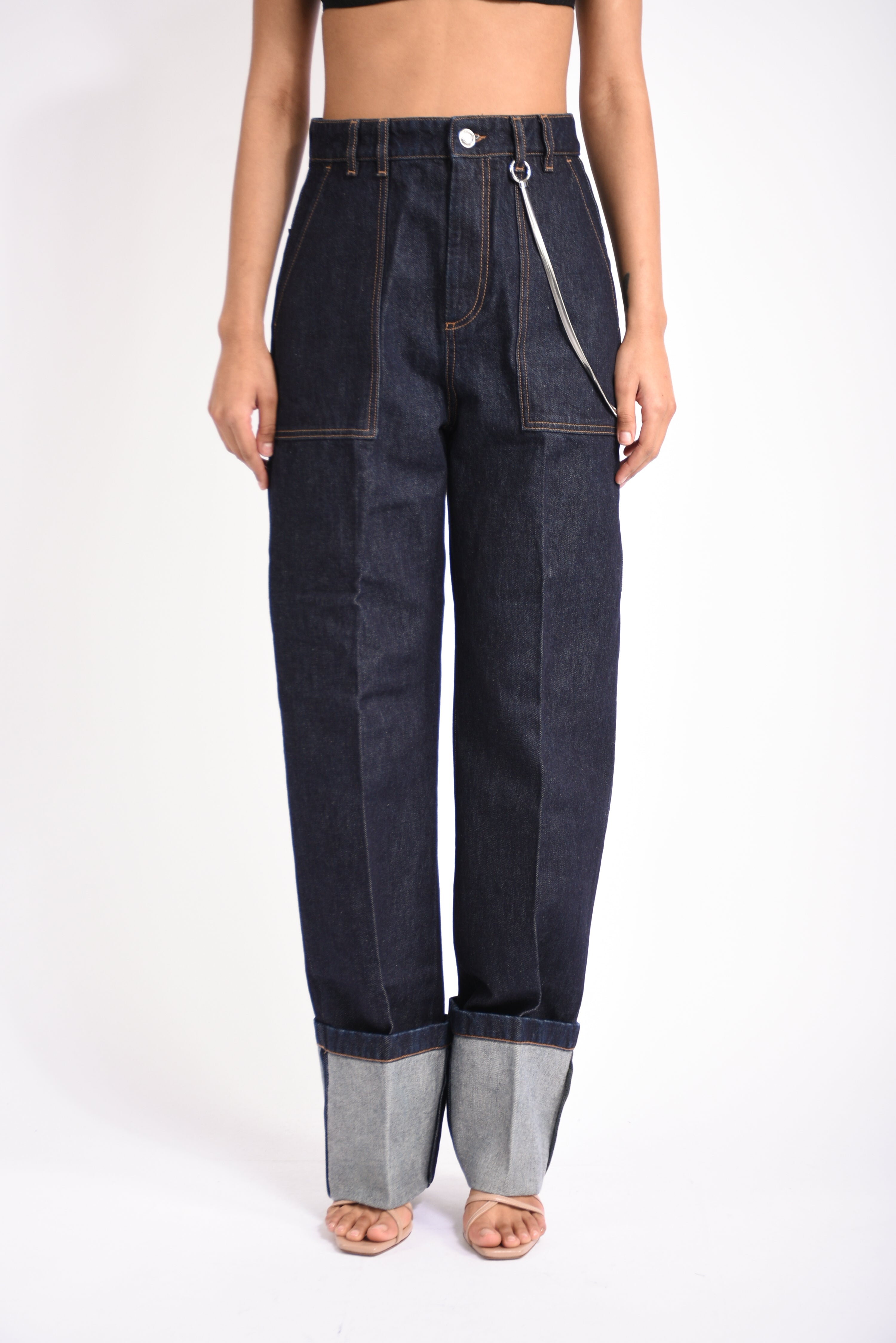 jeans con risvolto alto onorata