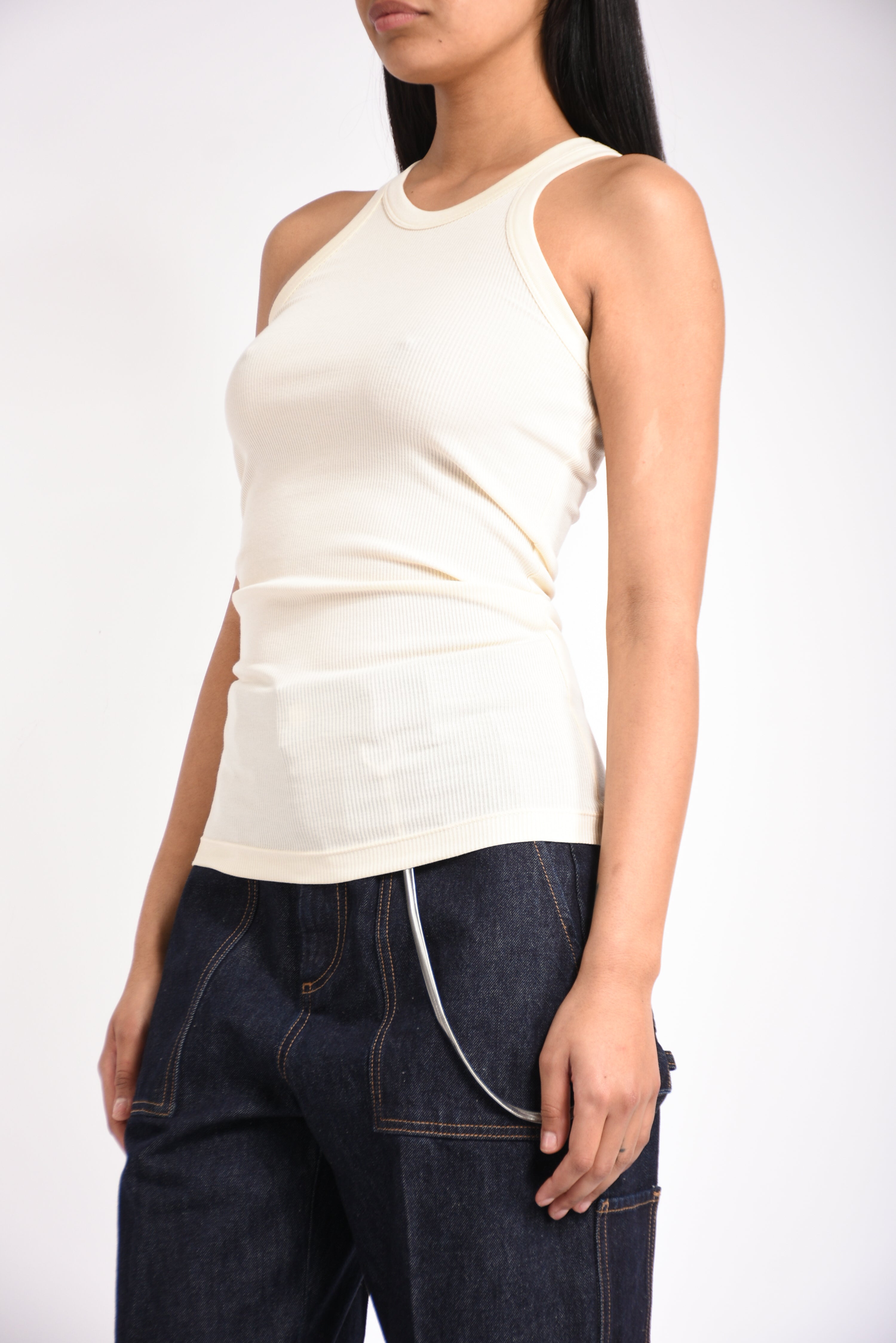 Canotta in cotone e seta fumato