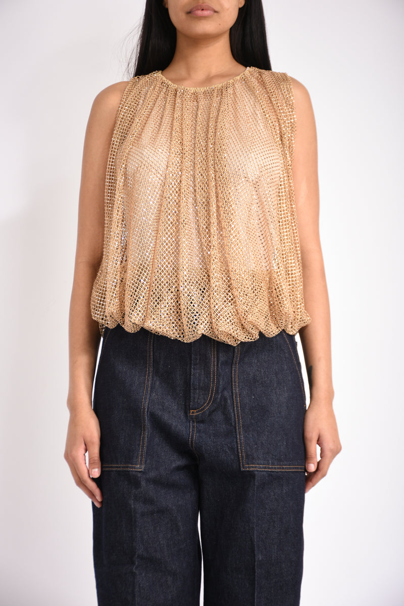 Top in rete con cristalli nodo