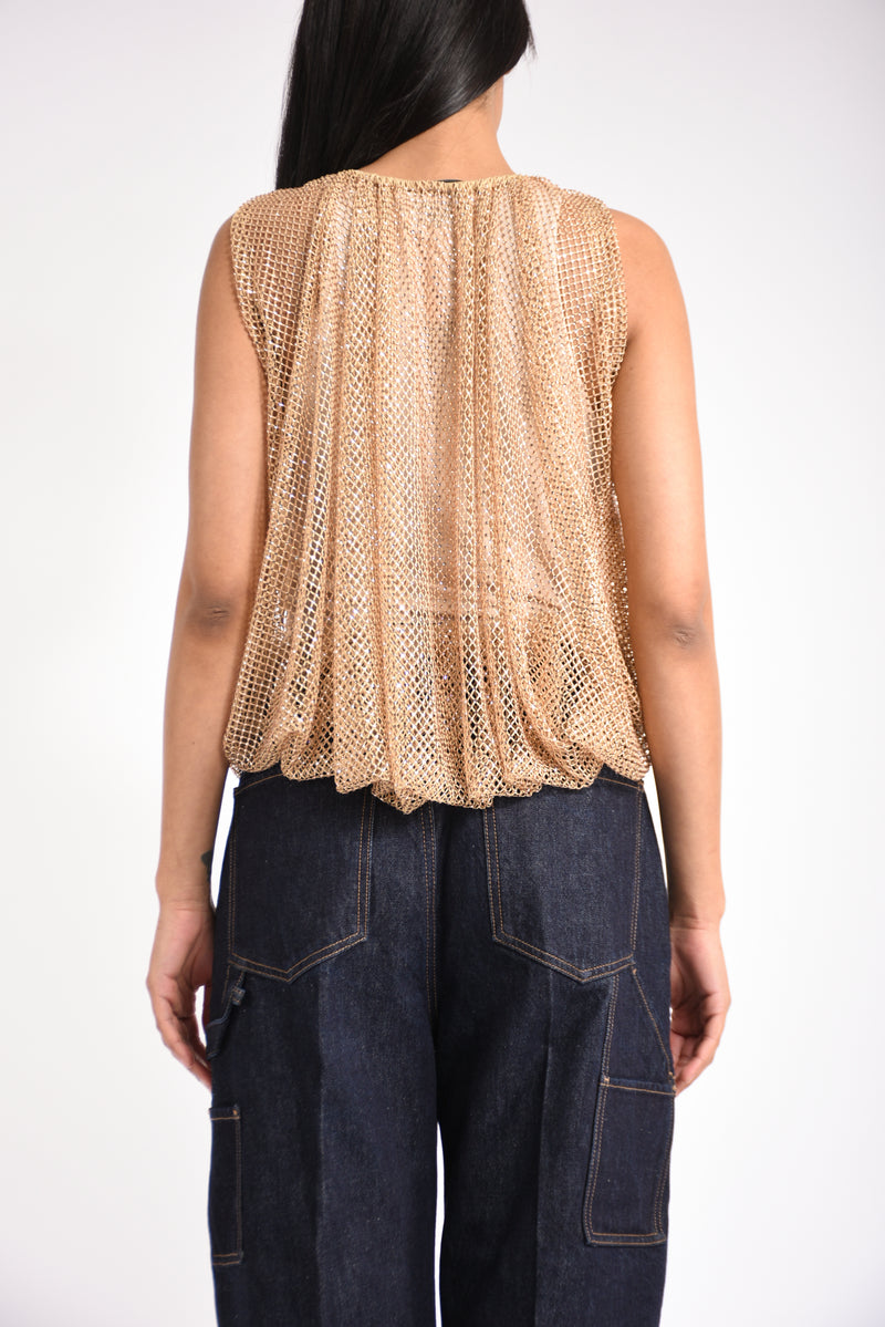 Top in rete con cristalli nodo