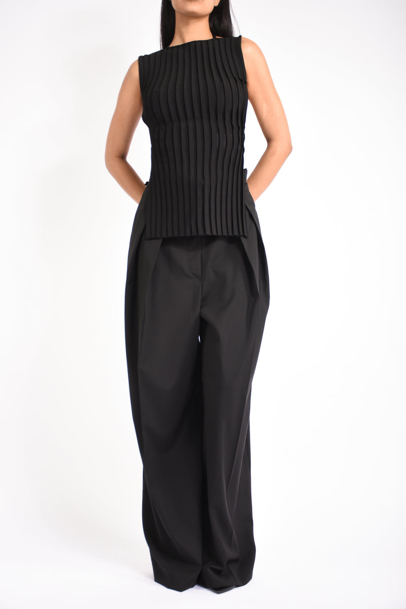 pantaloni ampi in lana stretch bautta