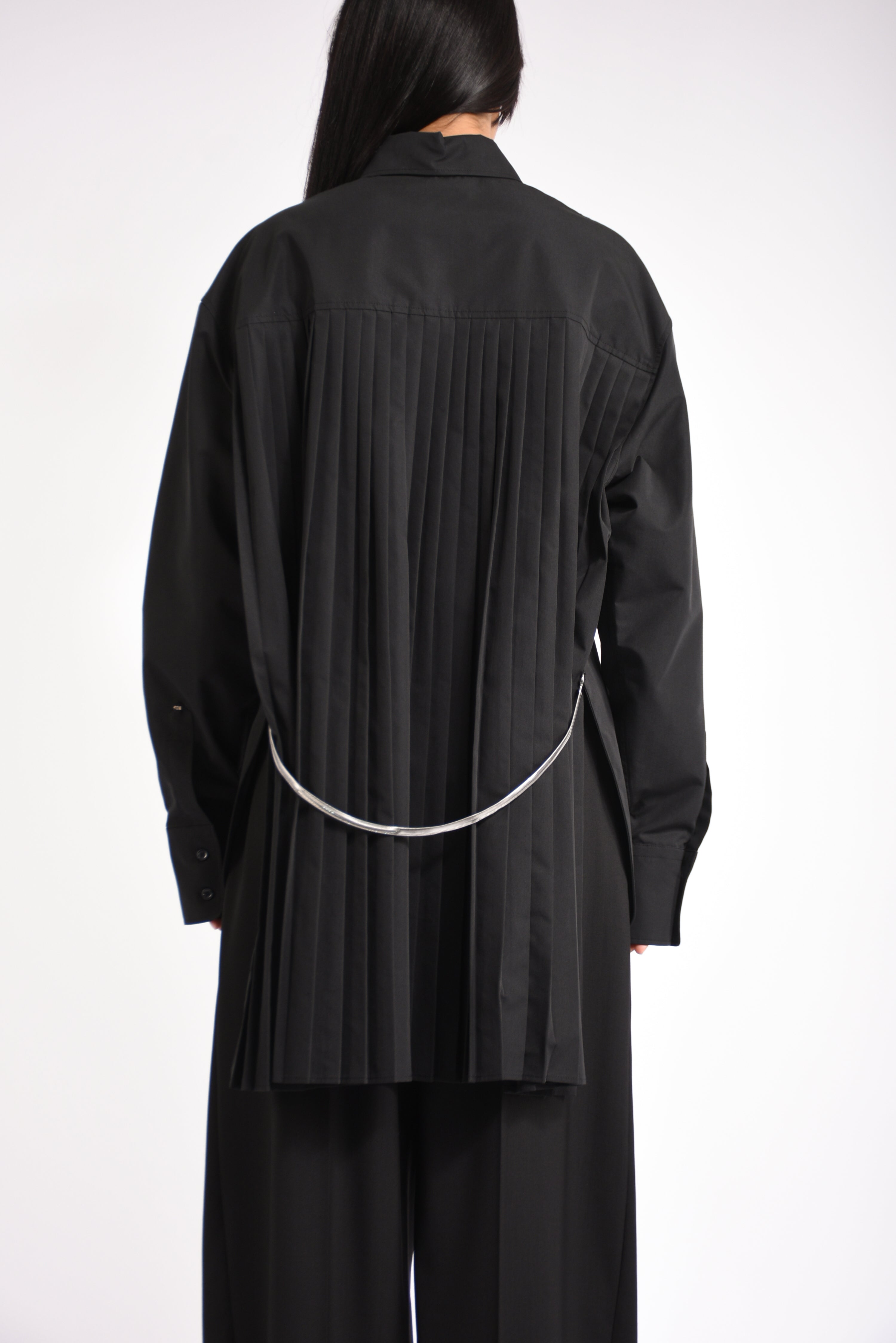 overshirt con dettaglio plissè nespola