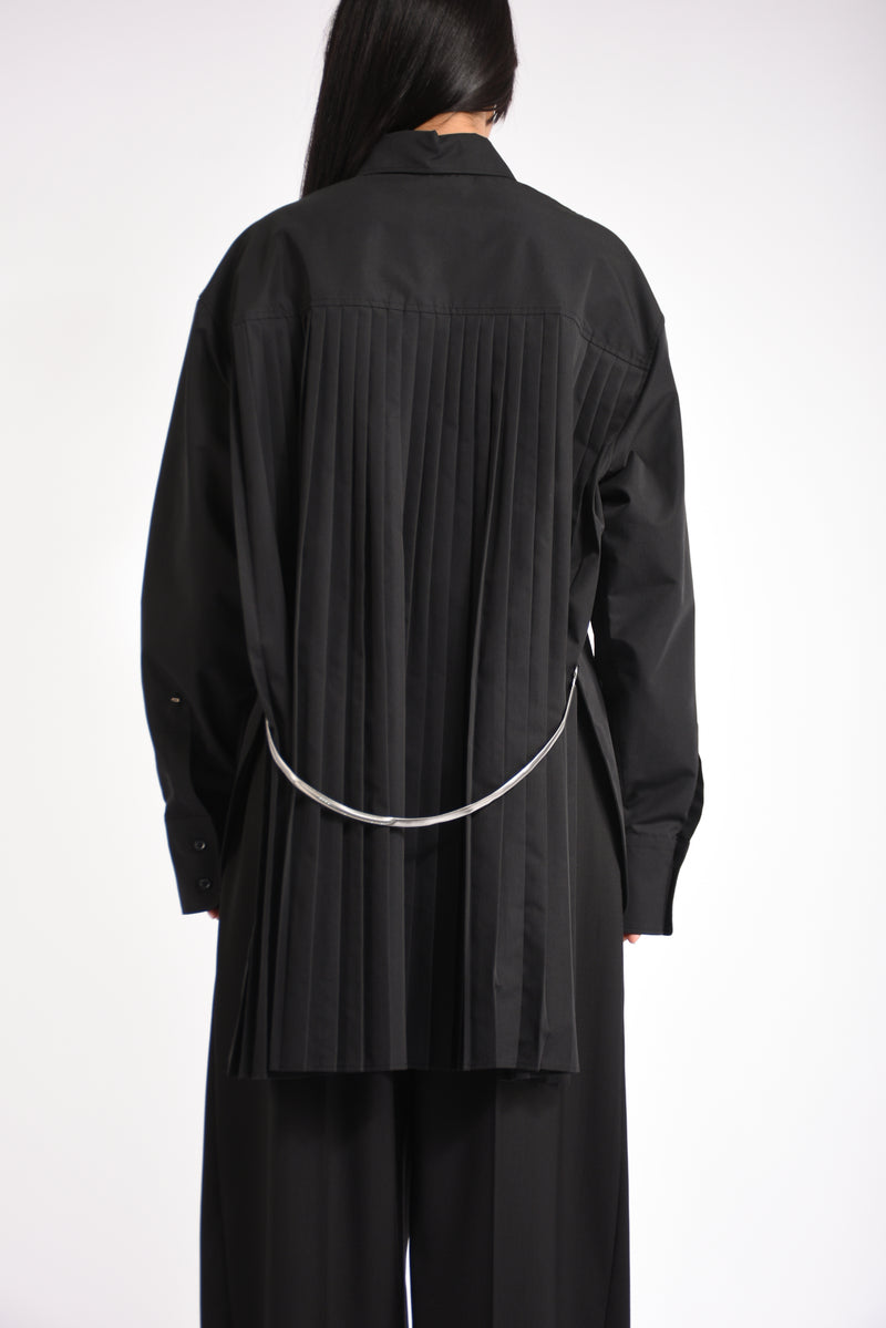 overshirt con dettaglio plissè nespola