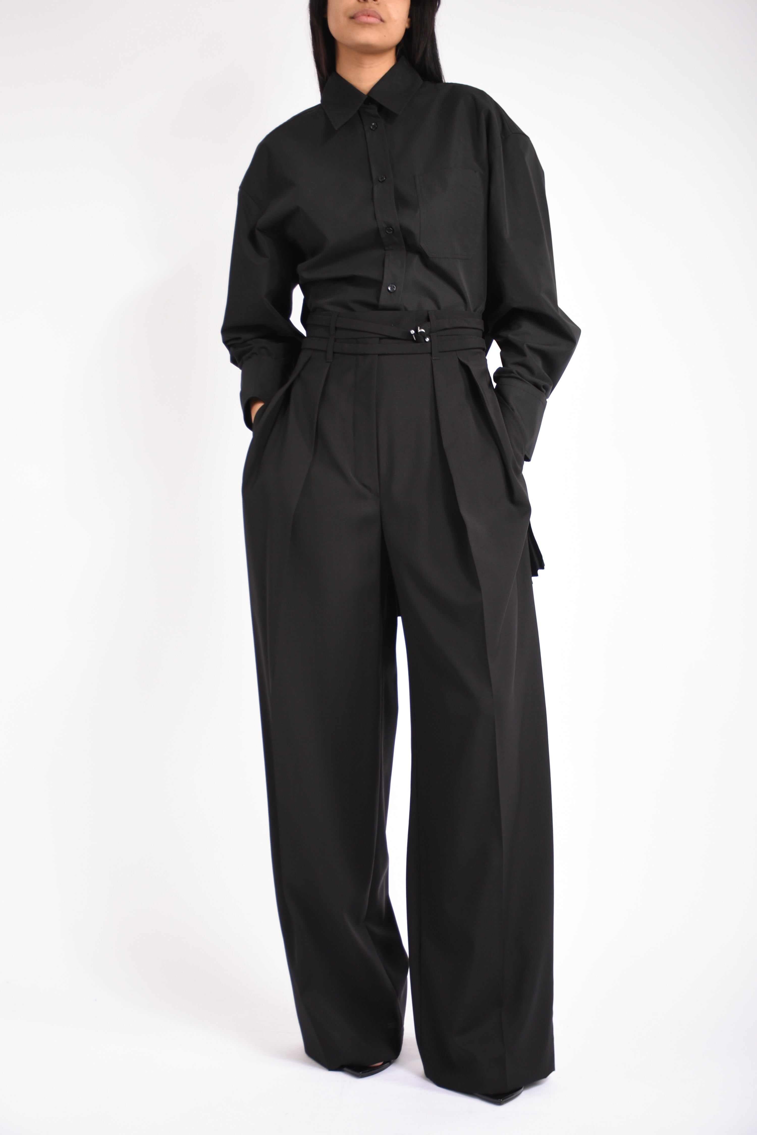 overshirt con dettaglio plissè nespola