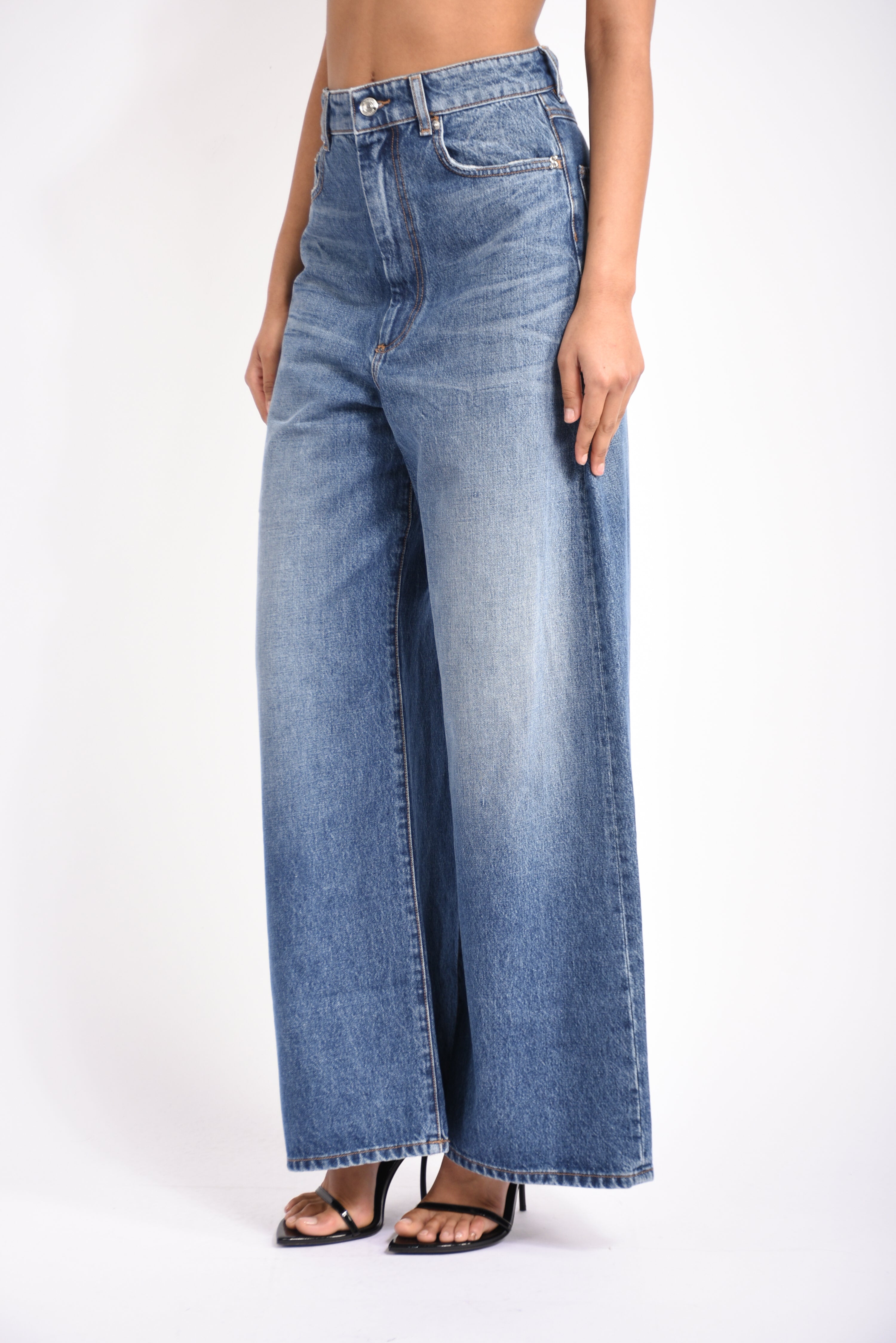 jeans ampio a vita bassa angri