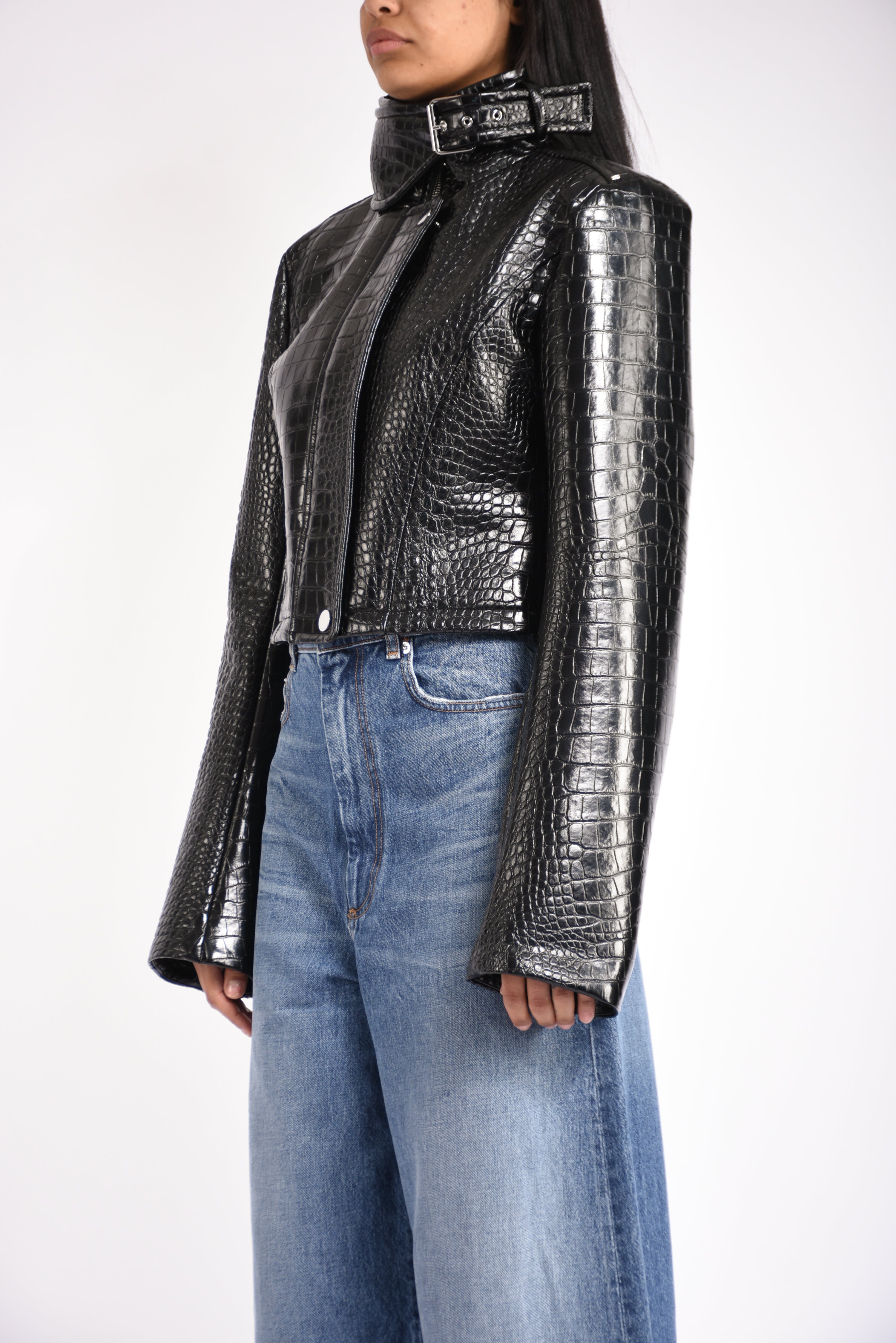 giacca cropped in vernice sultano