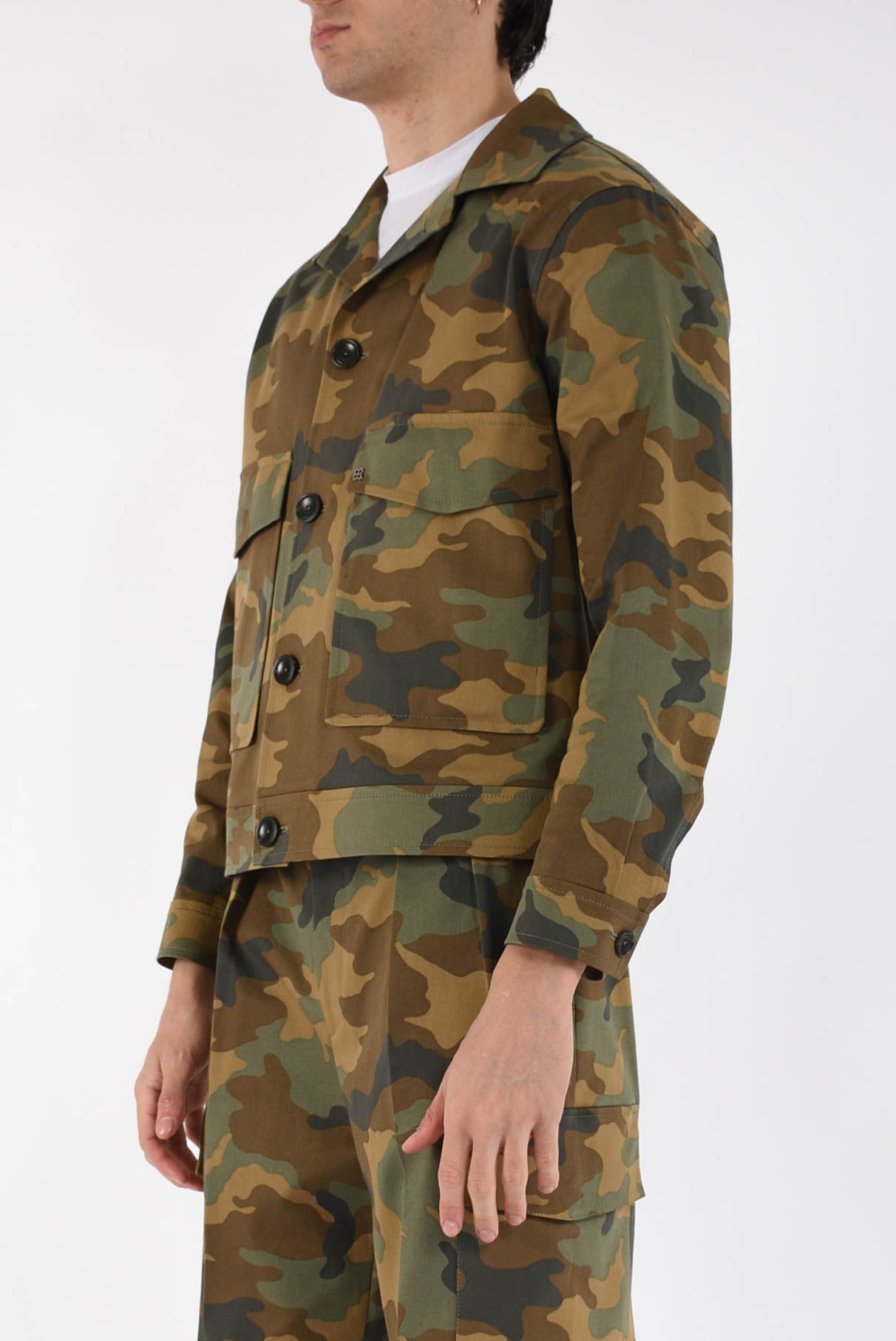 Overshirt camo in cotone
