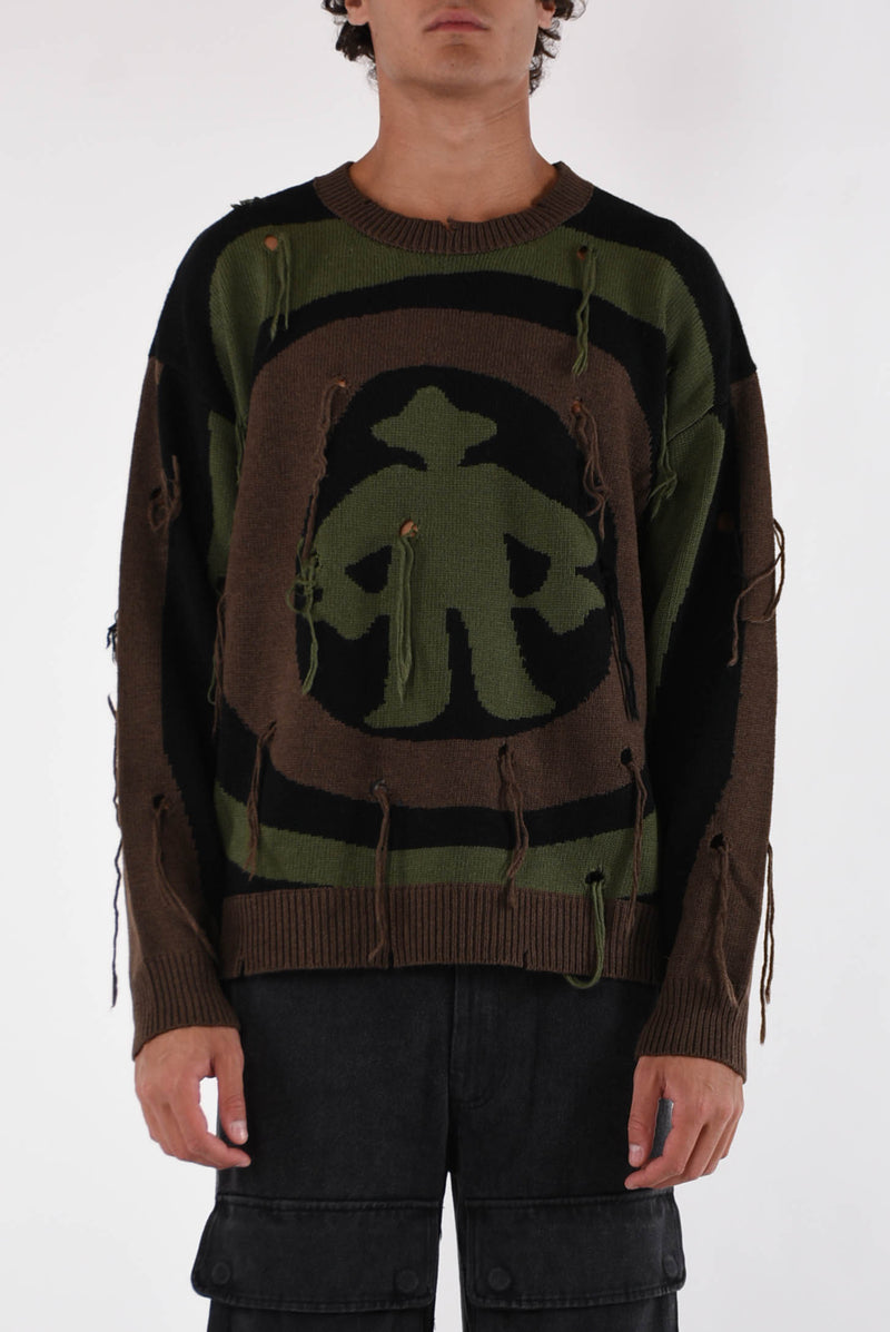 UNTITLED ARTWORKS Maglia logo spiral moss