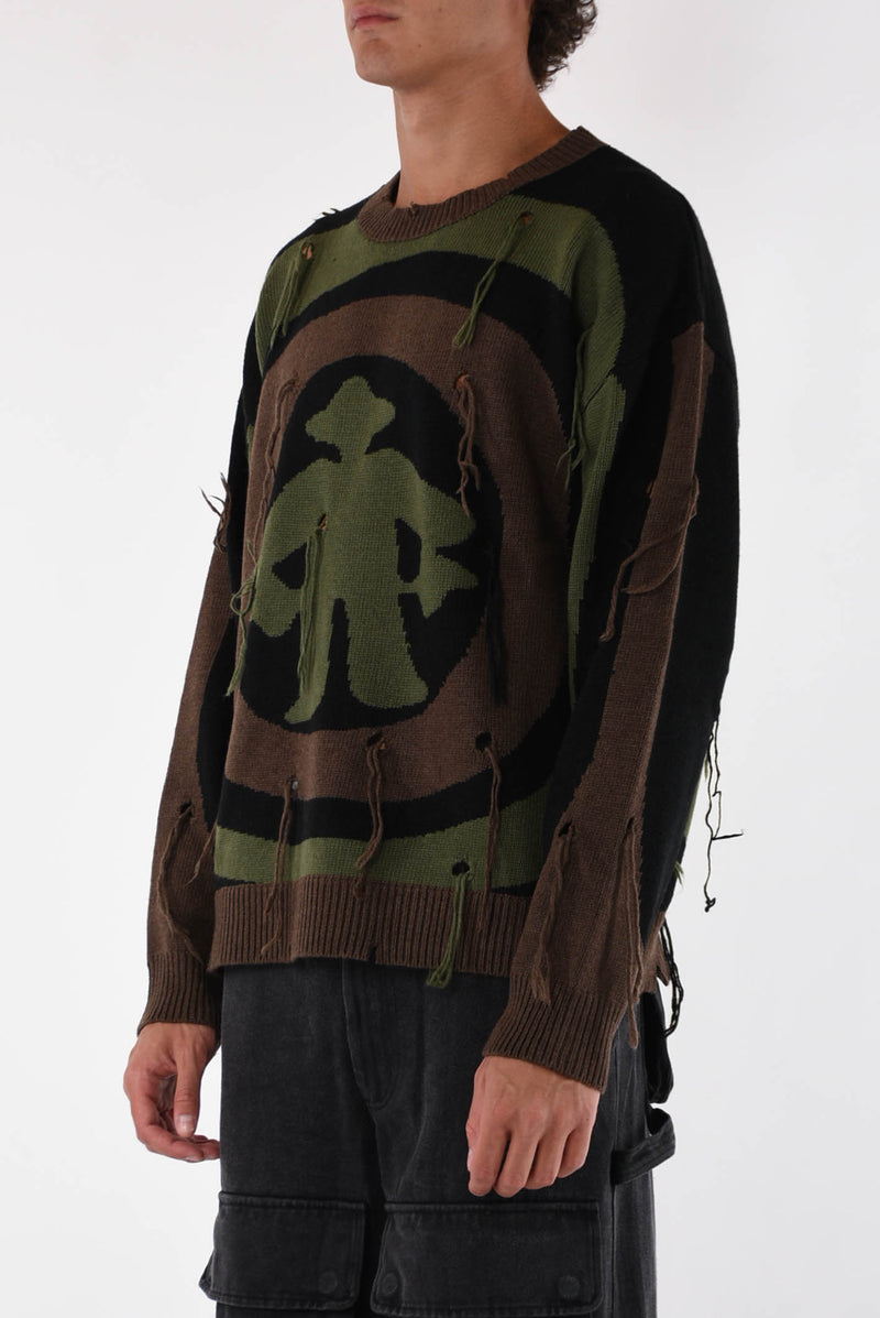 UNTITLED ARTWORKS Maglia logo spiral moss