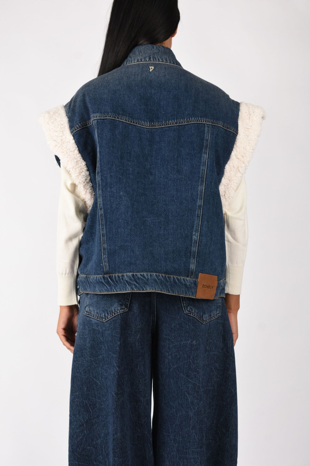 Gilet over in denim fisso cotone e lyocell DJ811DF0310DMS5
