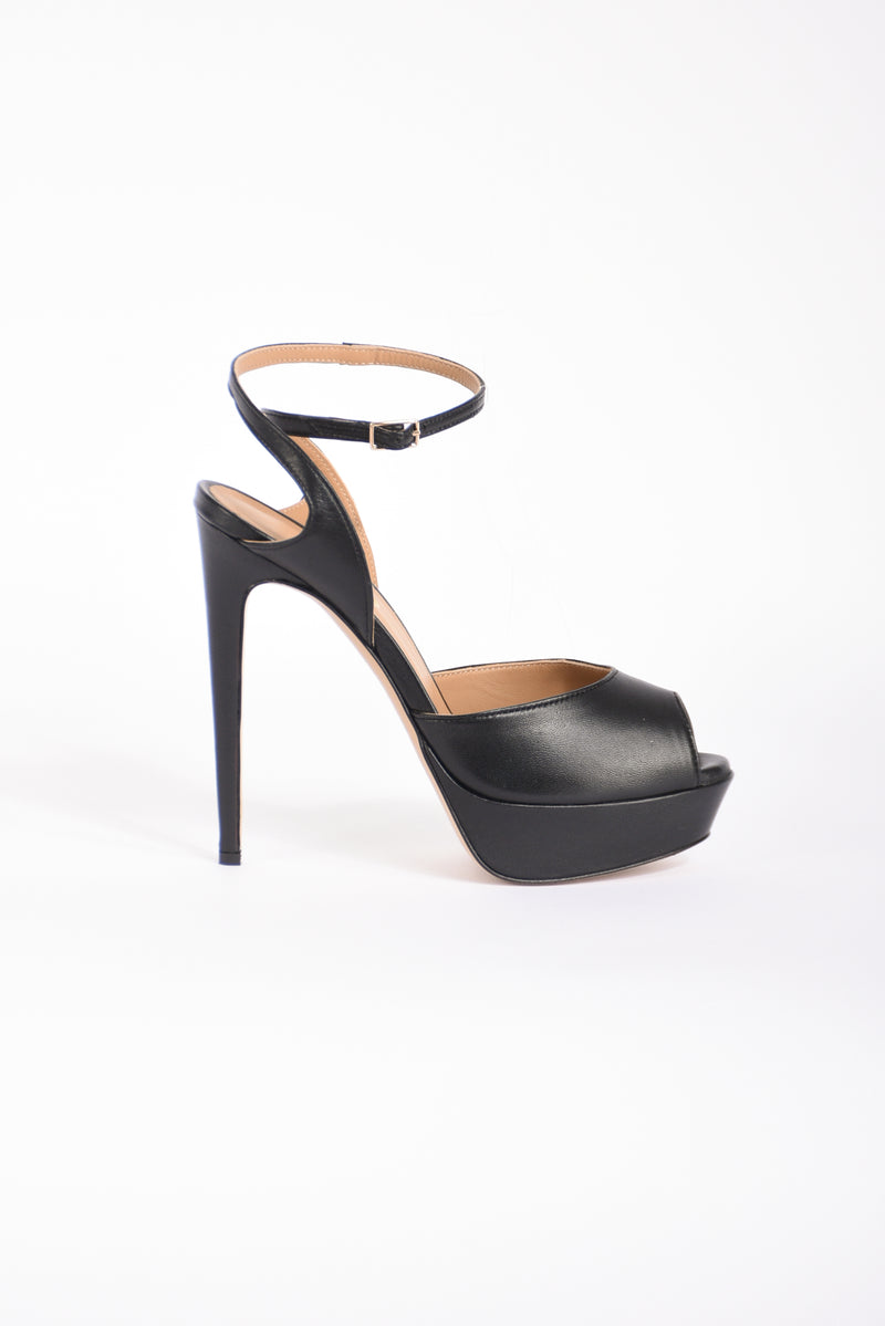 sandali in pelle seta con plateau