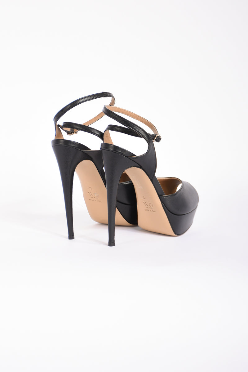 sandali in pelle seta con plateau