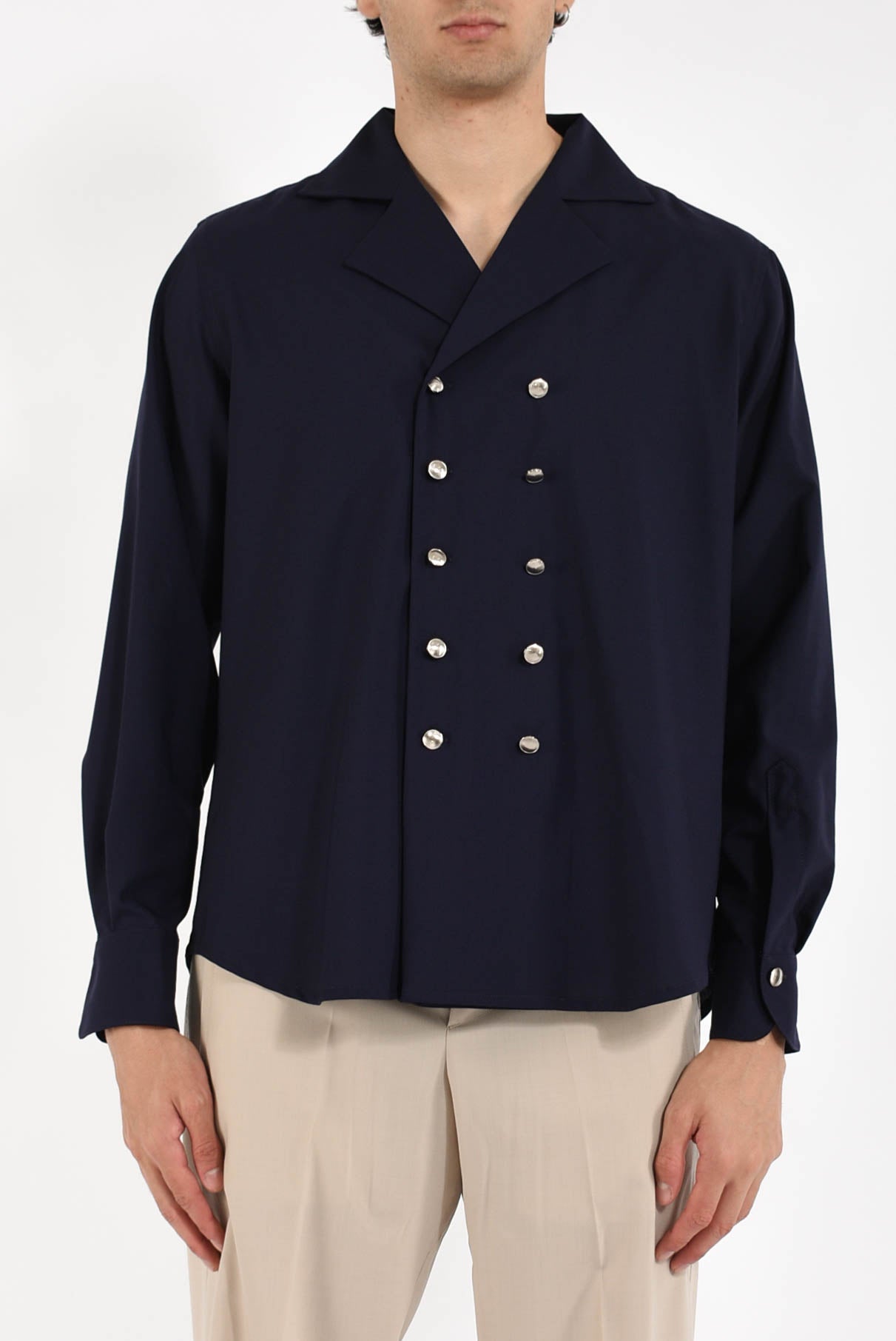 Camicia doppiopetto in fresco lana