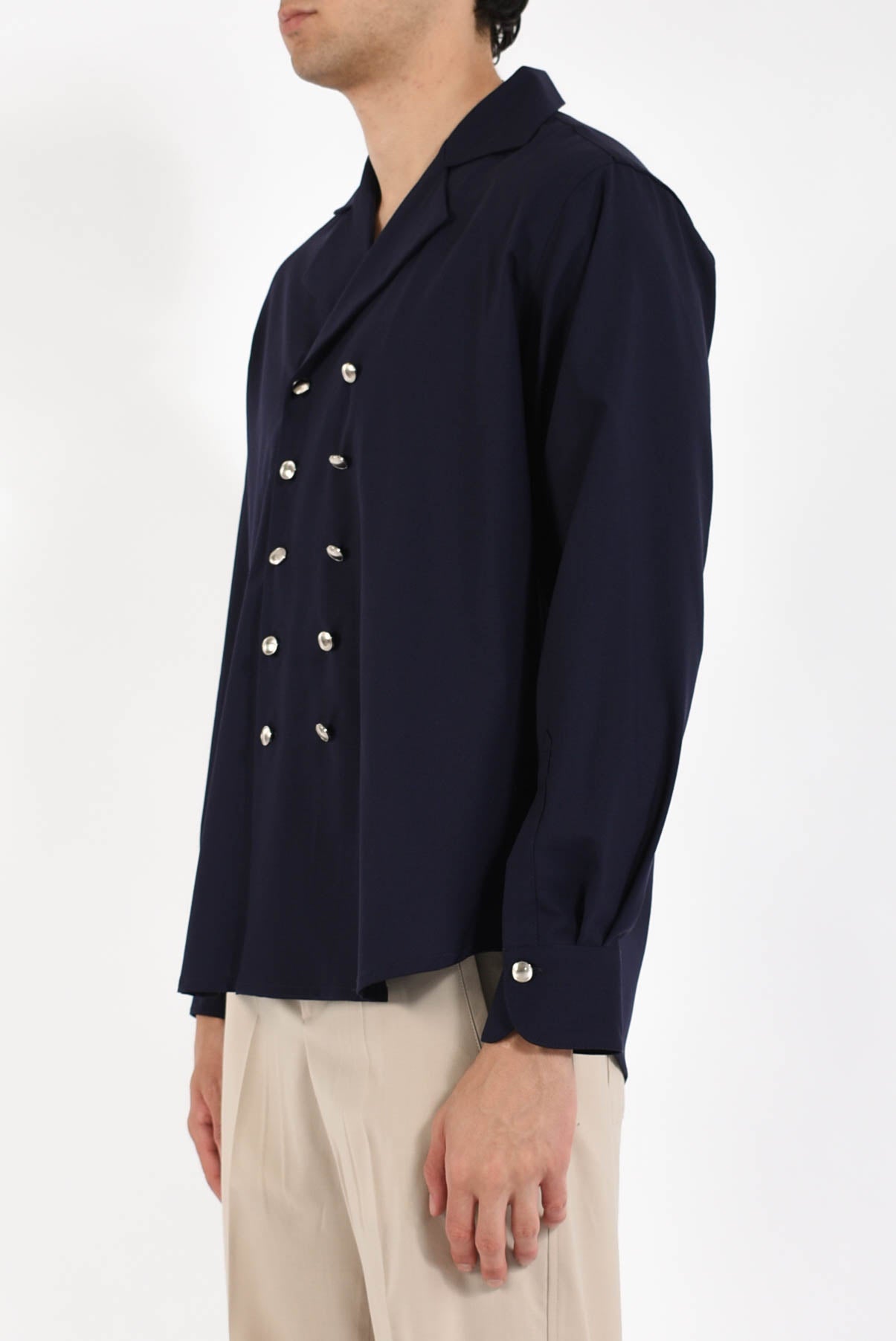 Camicia doppiopetto in fresco lana