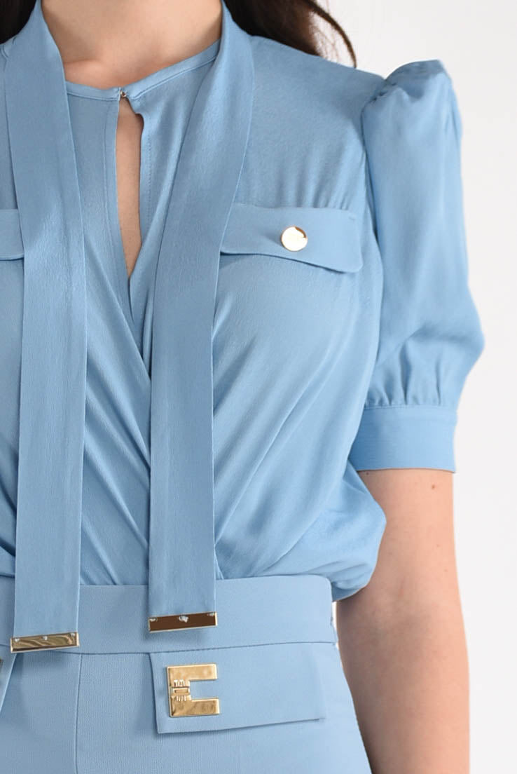 ELISABETTA FRANCHI camicia a body in georgette