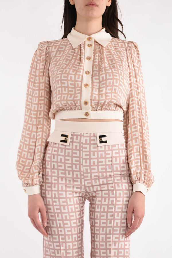 ELISABETTA FRANCHI camicia cropped stampata