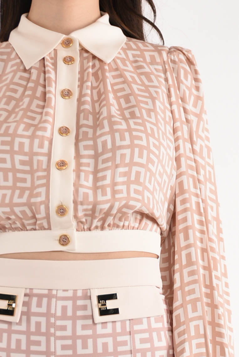 ELISABETTA FRANCHI camicia cropped stampata