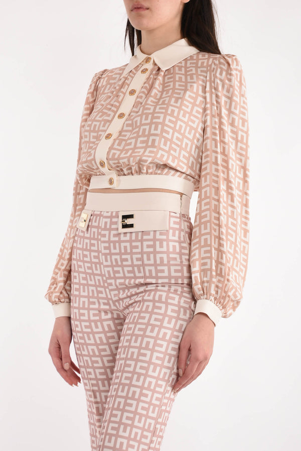 ELISABETTA FRANCHI camicia cropped stampata