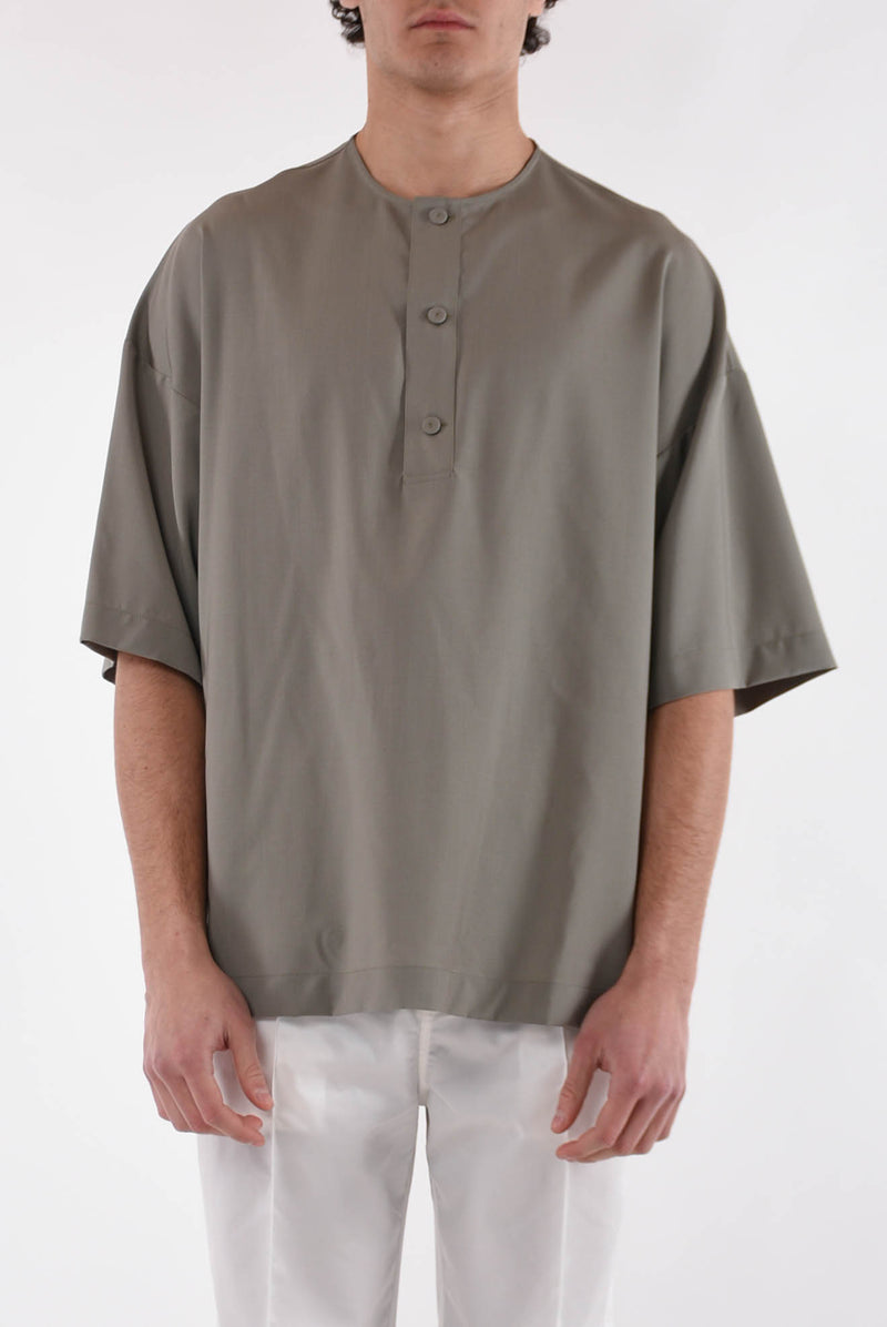 EMPORIO ARMANI Camicia serafino in fresco lana