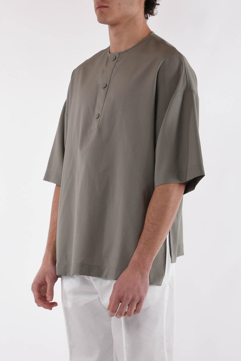 EMPORIO ARMANI Camicia serafino in fresco lana