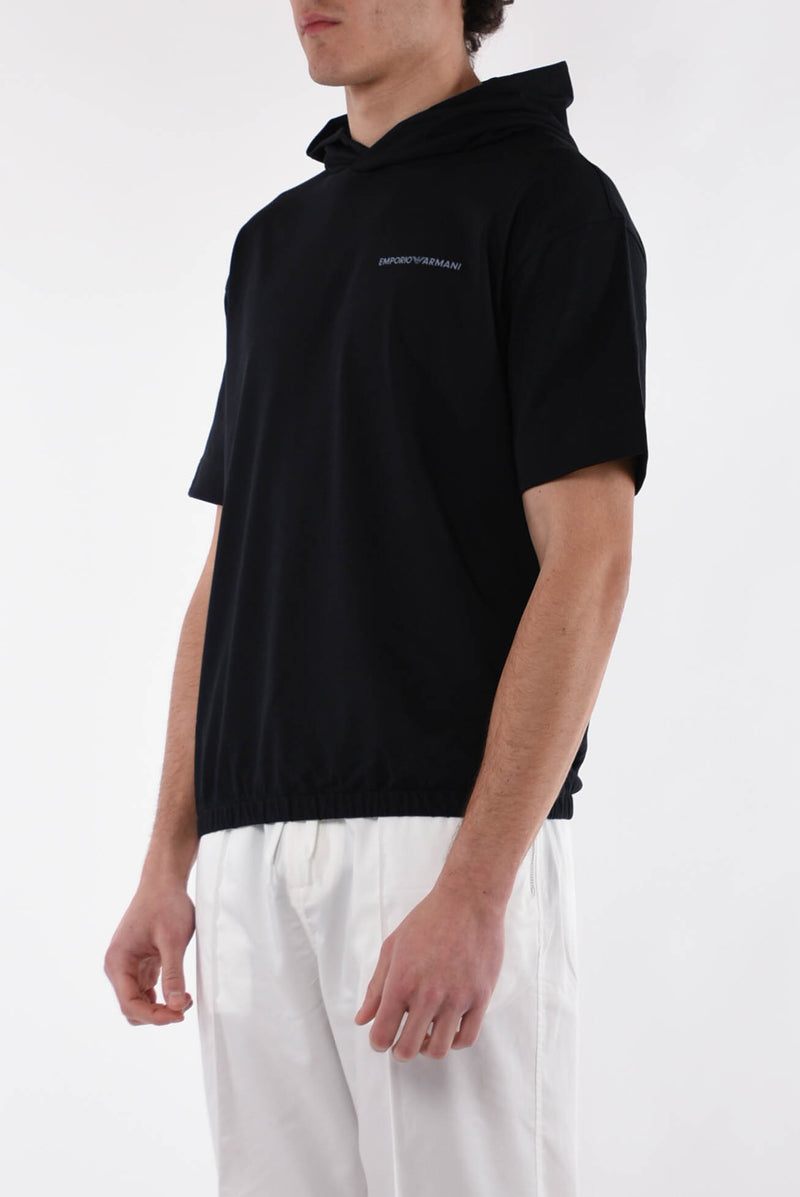 EMPORIO ARMANI T-shirt con cappuccio in cotone