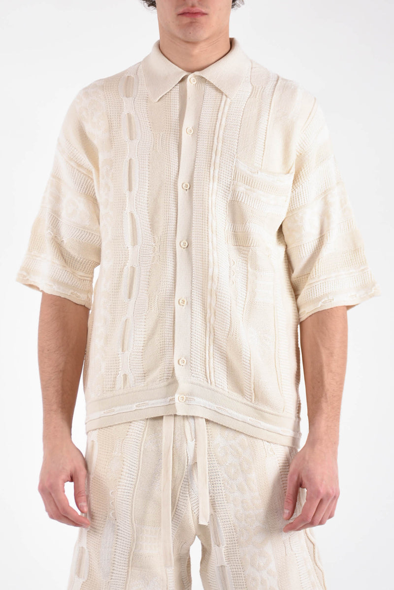 LANEUS Polo camicia jaquard in cotone